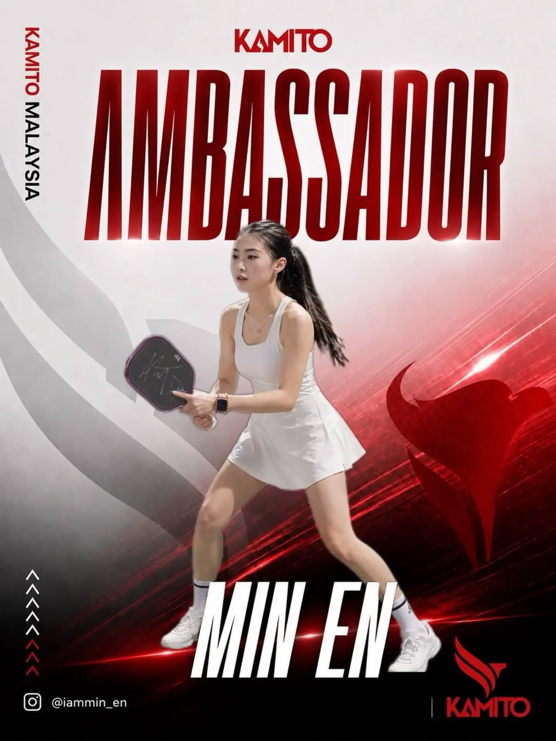 Kamito Pickleball Malaysia's ambassador announcement for Min En.