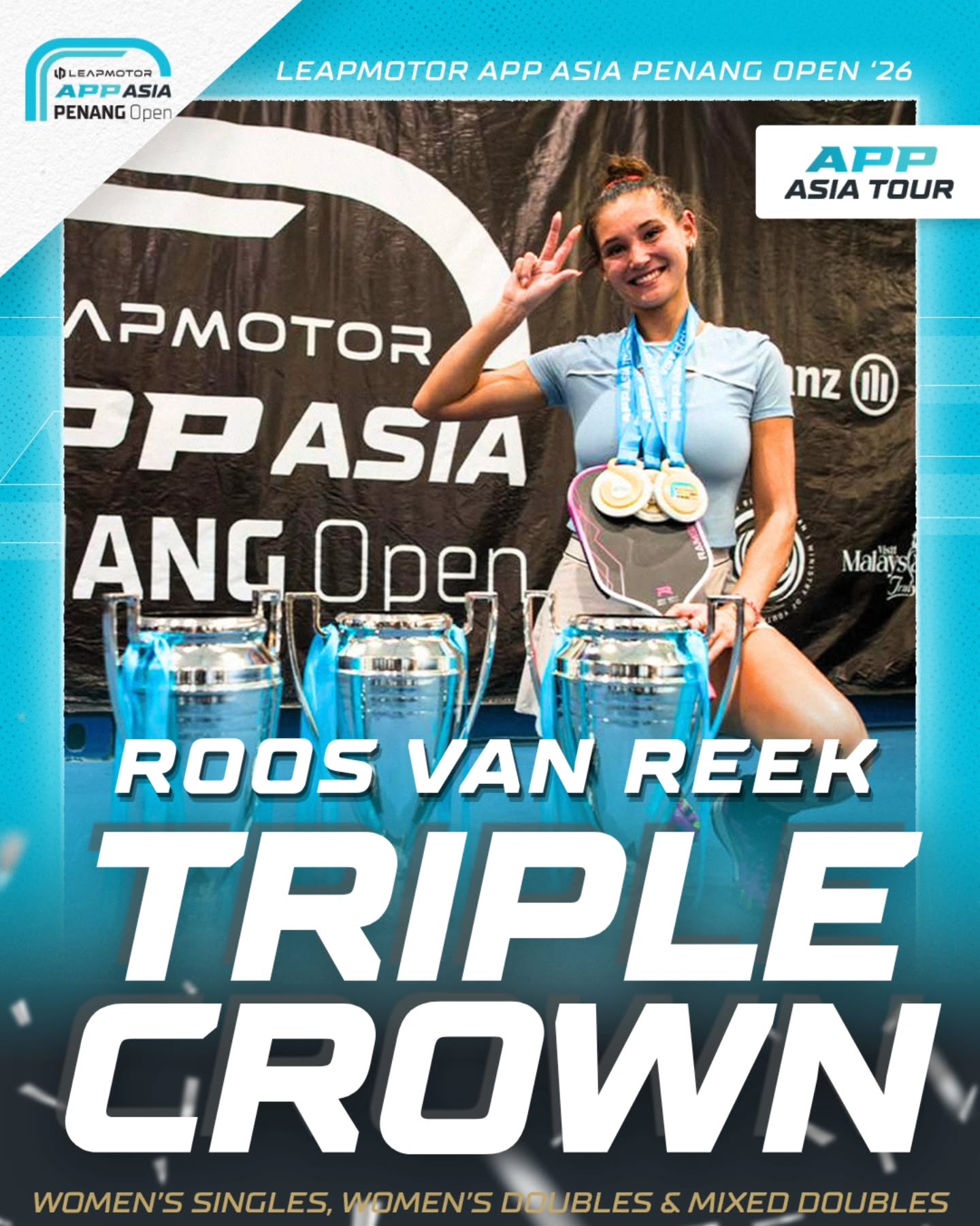Roos Van Reek and Vivian Glozman celebrating their Women's Pro Doubles title