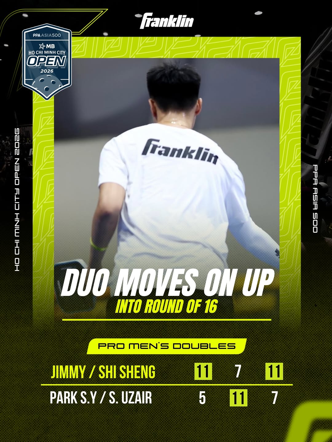 Jimmy and Shi Sheng advance to the Round of 16 in Pro Men's Doubles.