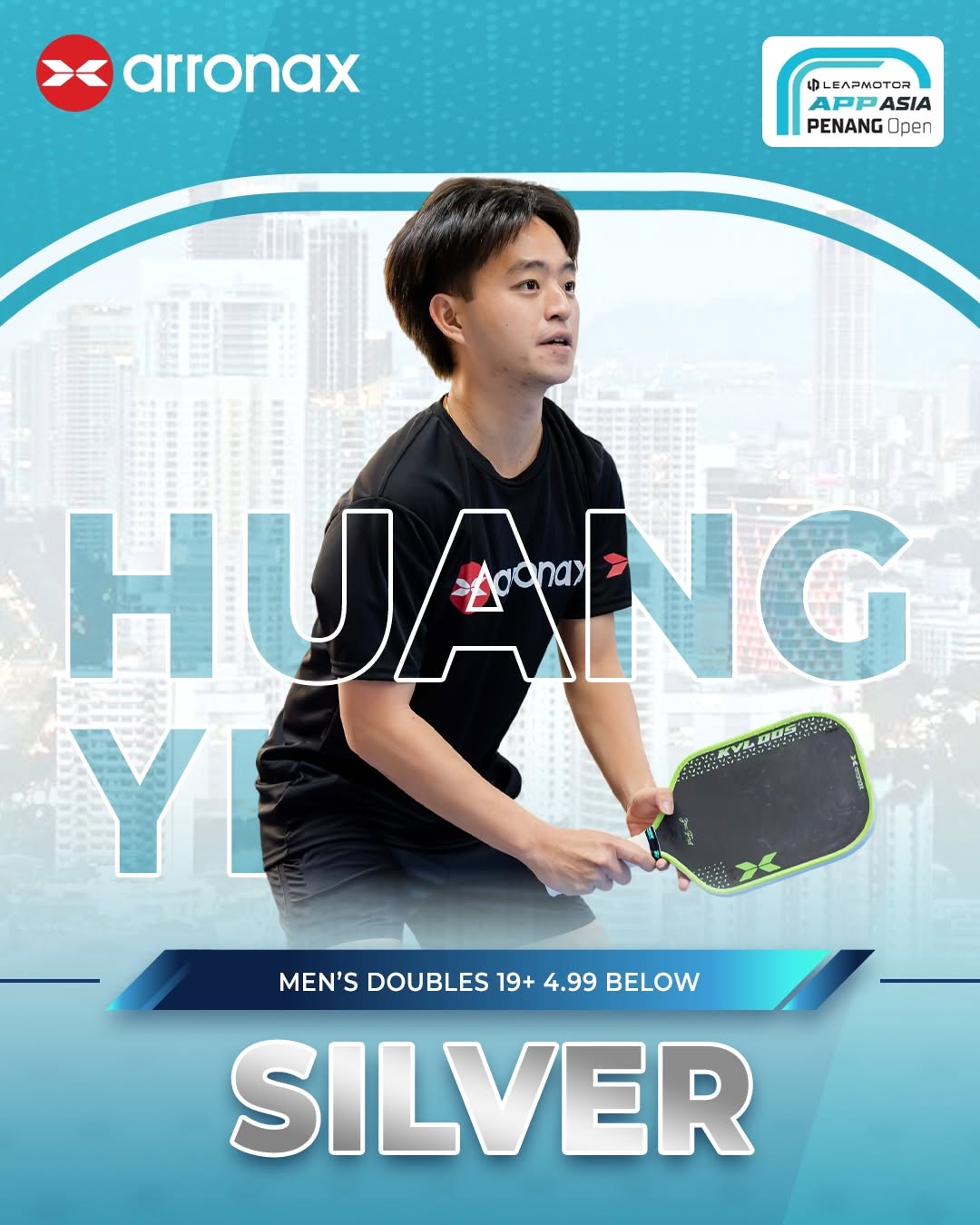 Huang Yi, Men's Doubles 19+ 4.99 Below runner up.