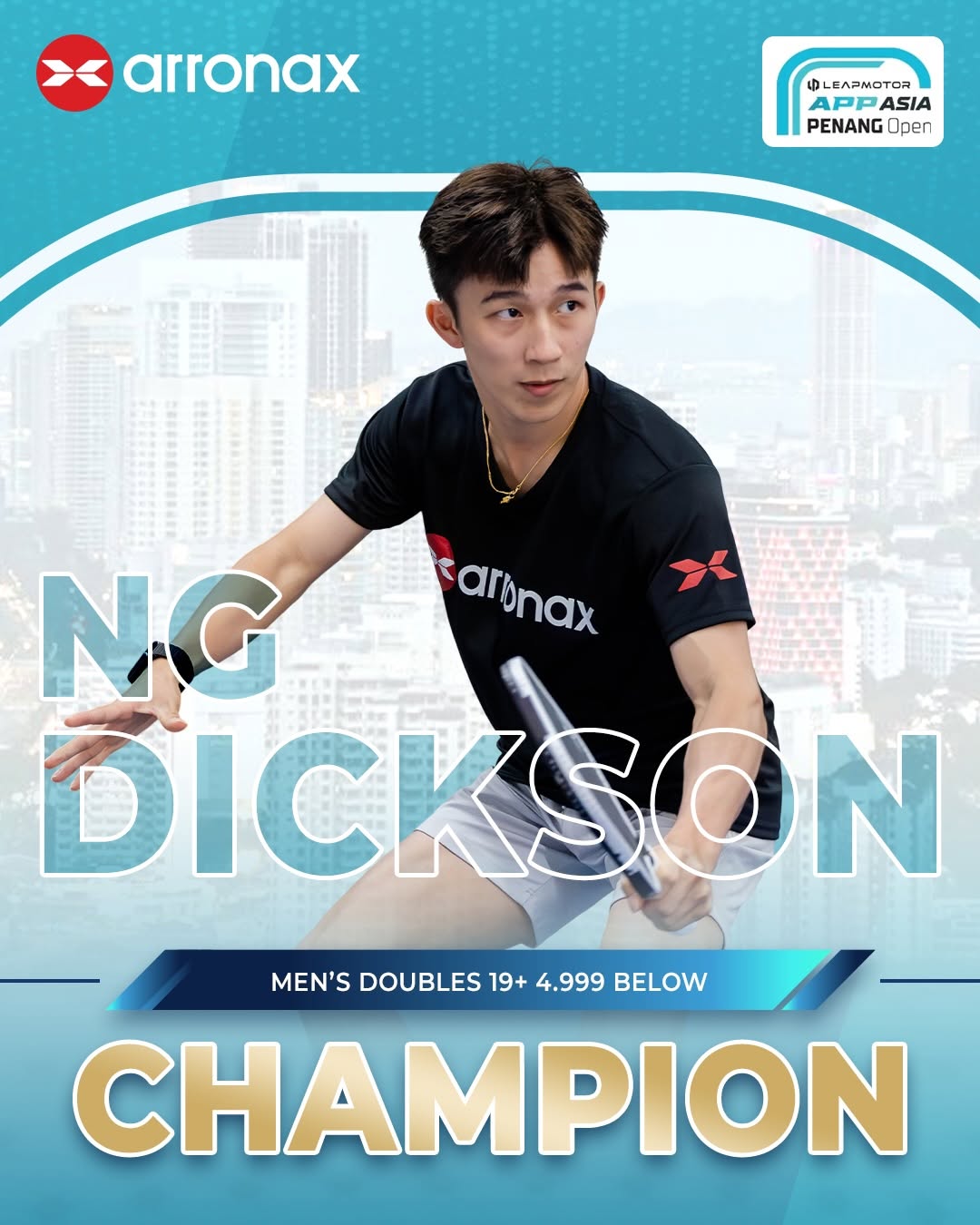 Dickson Ng, Men's Doubles 19+ 4.999 Below champion.