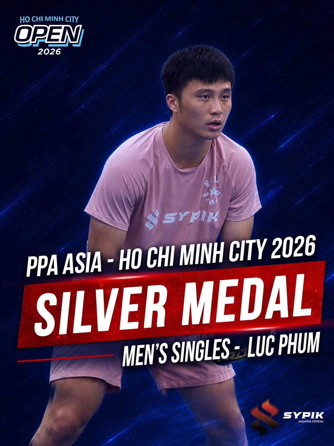 Luc Pham, also Sypik-sponsored, wins Silver in Men's Singles at PPA Ho Chi Minh City 2026.