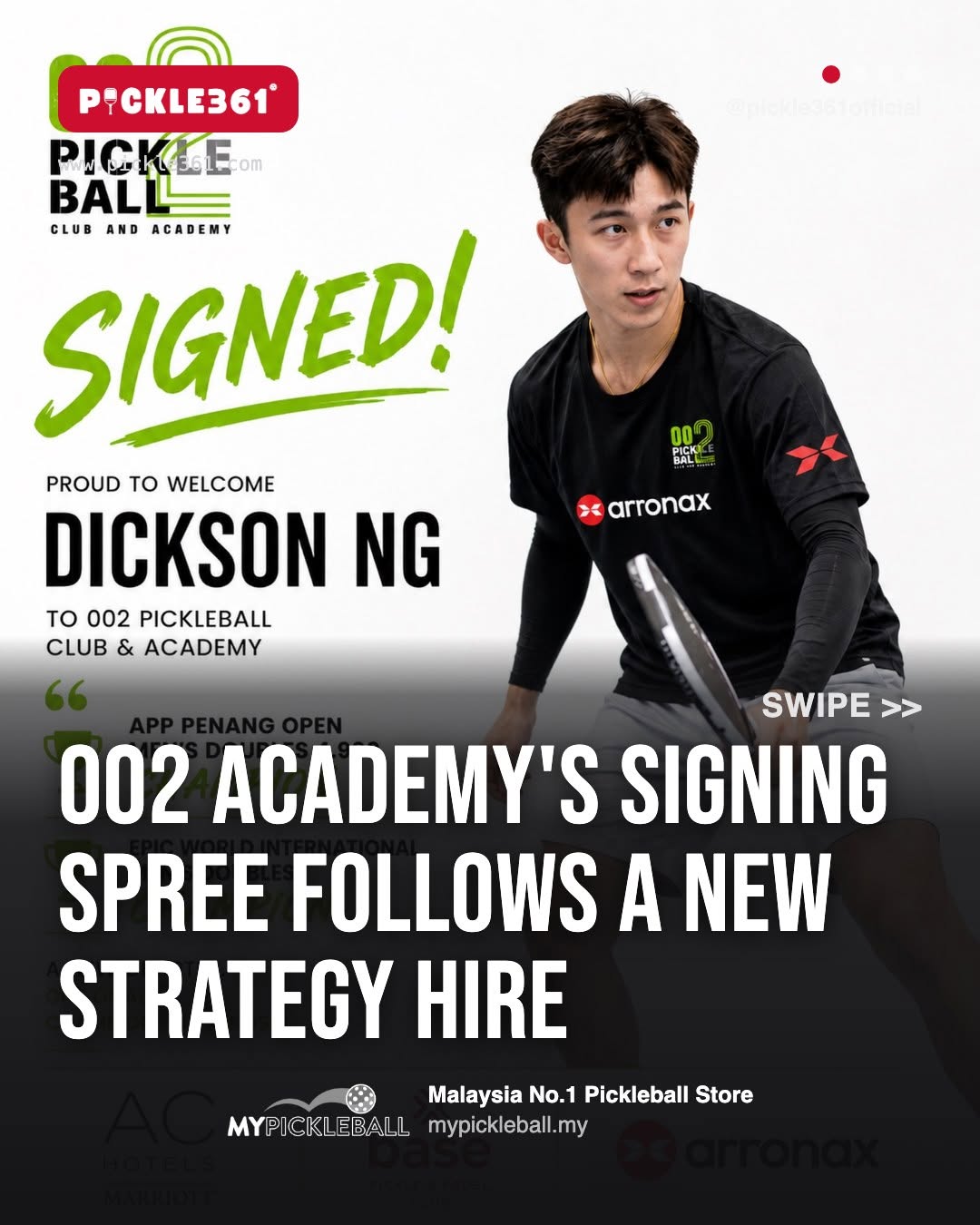 002 Pickleball Club & Academy's signing announcement for Dickson Ng.