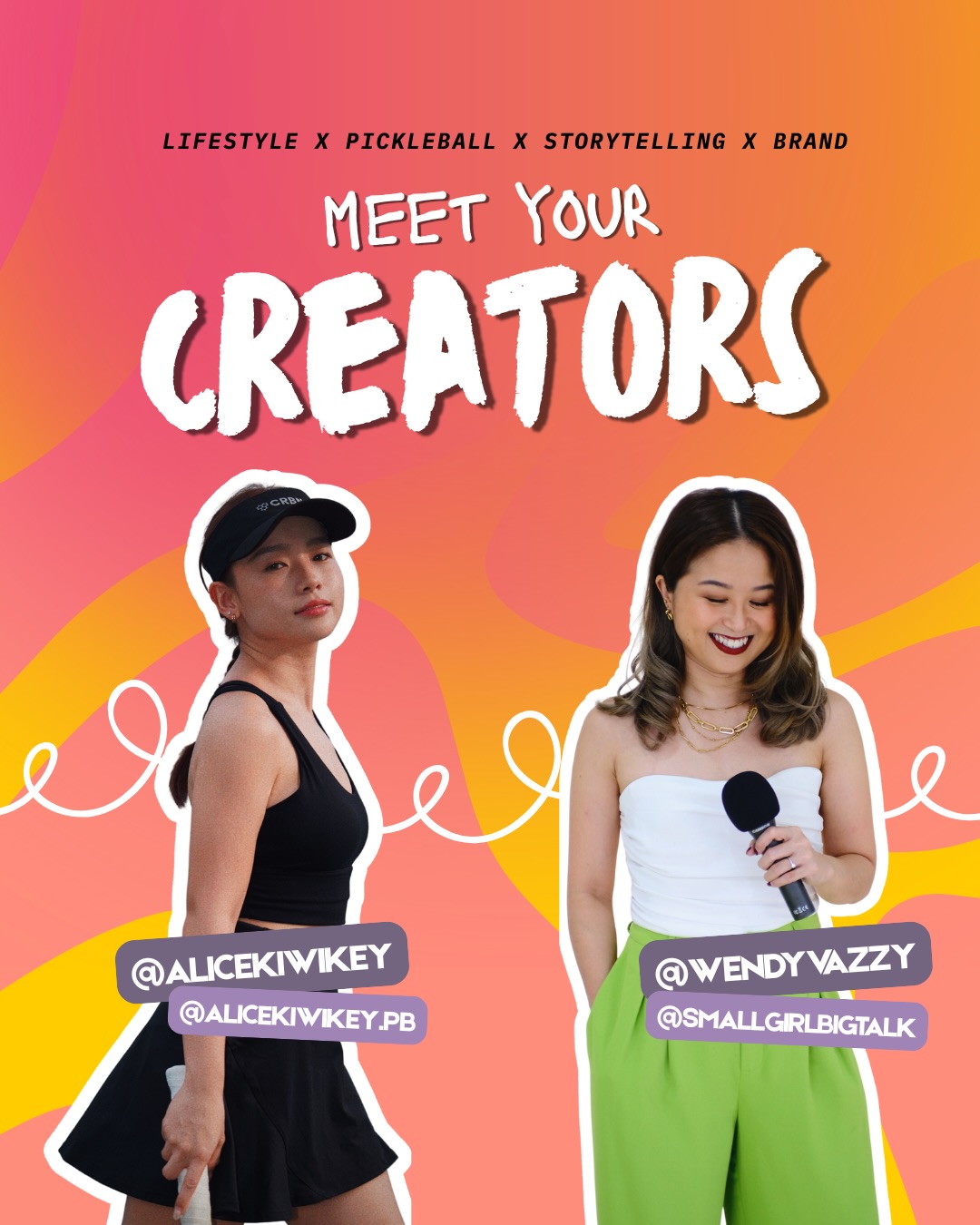 Creator Meets lineup card introducing Alice Kiwikey and Wendy Vazzy