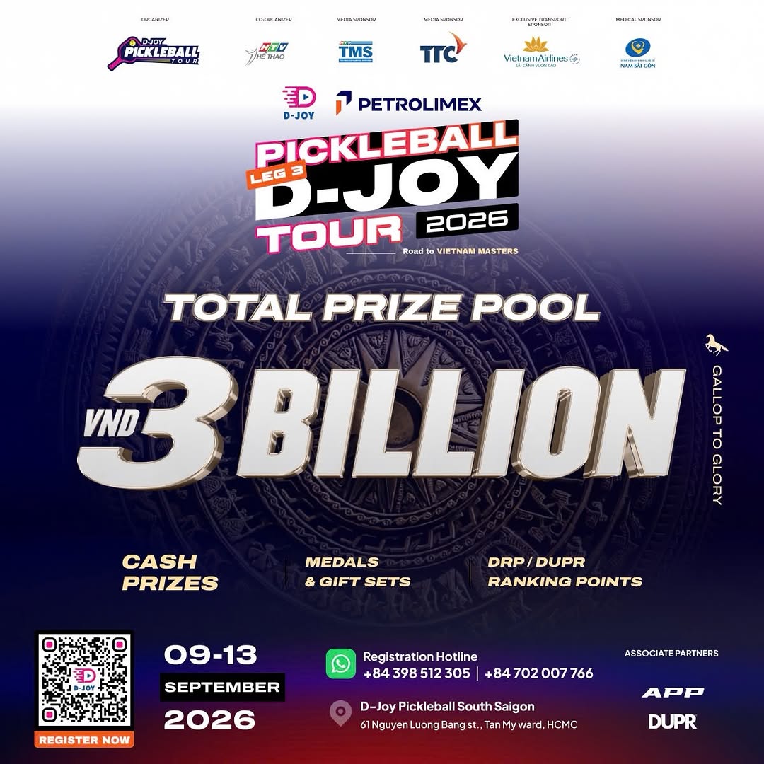 D-Joy Pickleball Tour Leg 3 Petrolimex Saigon Cup VND 3 billion prize pool poster