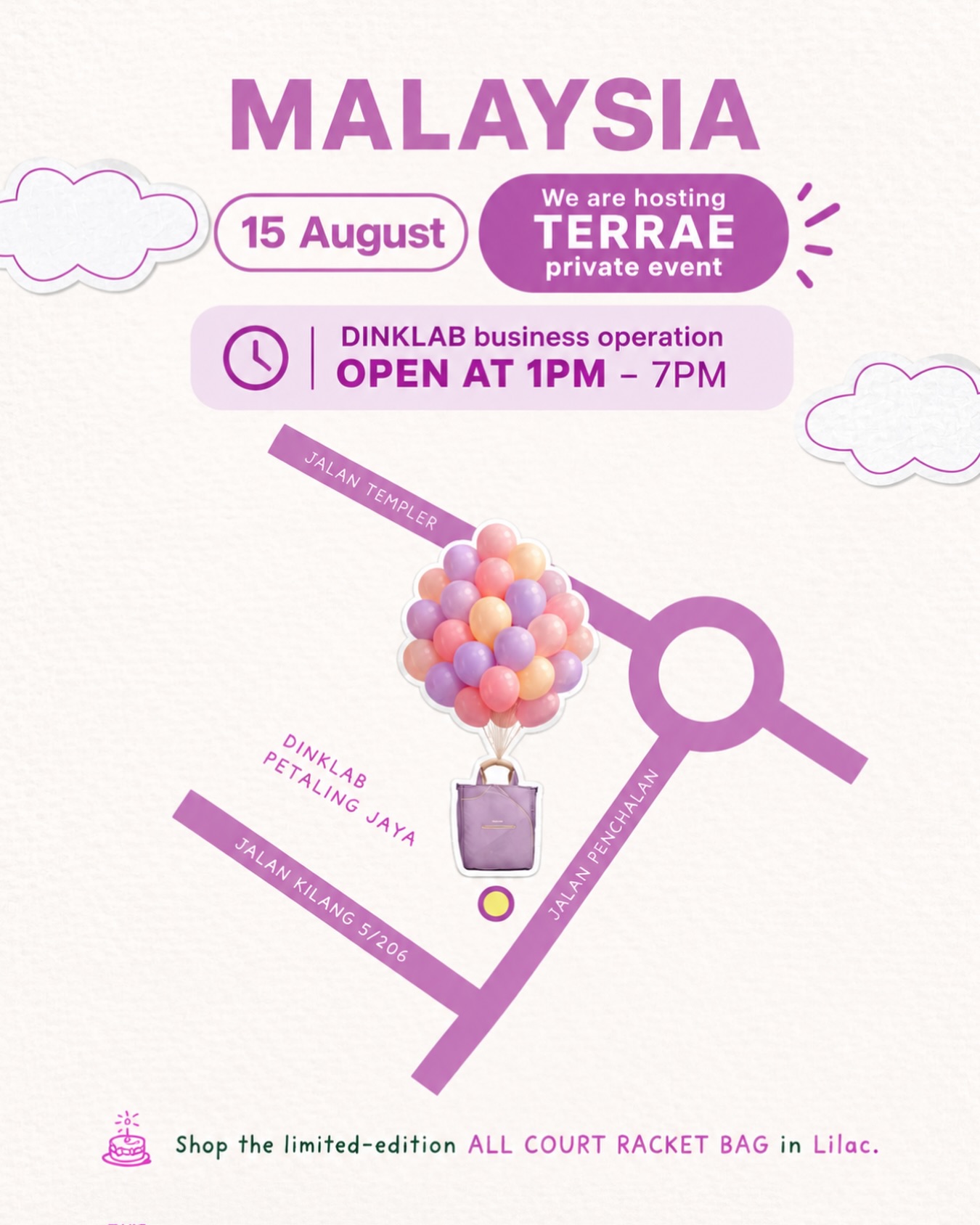 Dinklab x Terrae event schedule and location map, 15 August