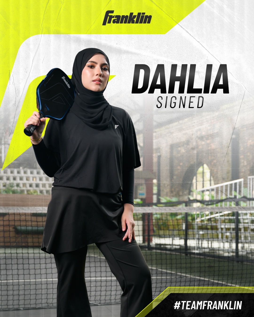 Dahlia Rizal posing with a Franklin pickleball paddle