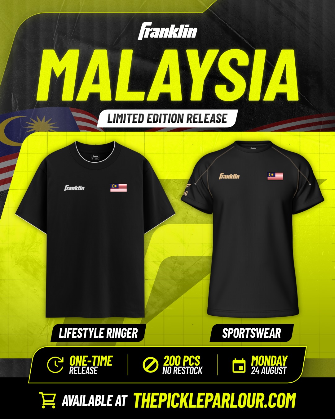 Franklin Pickleball Malaysia 200-piece limited edition kit, Lifestyle Ringer and Sportswear tees