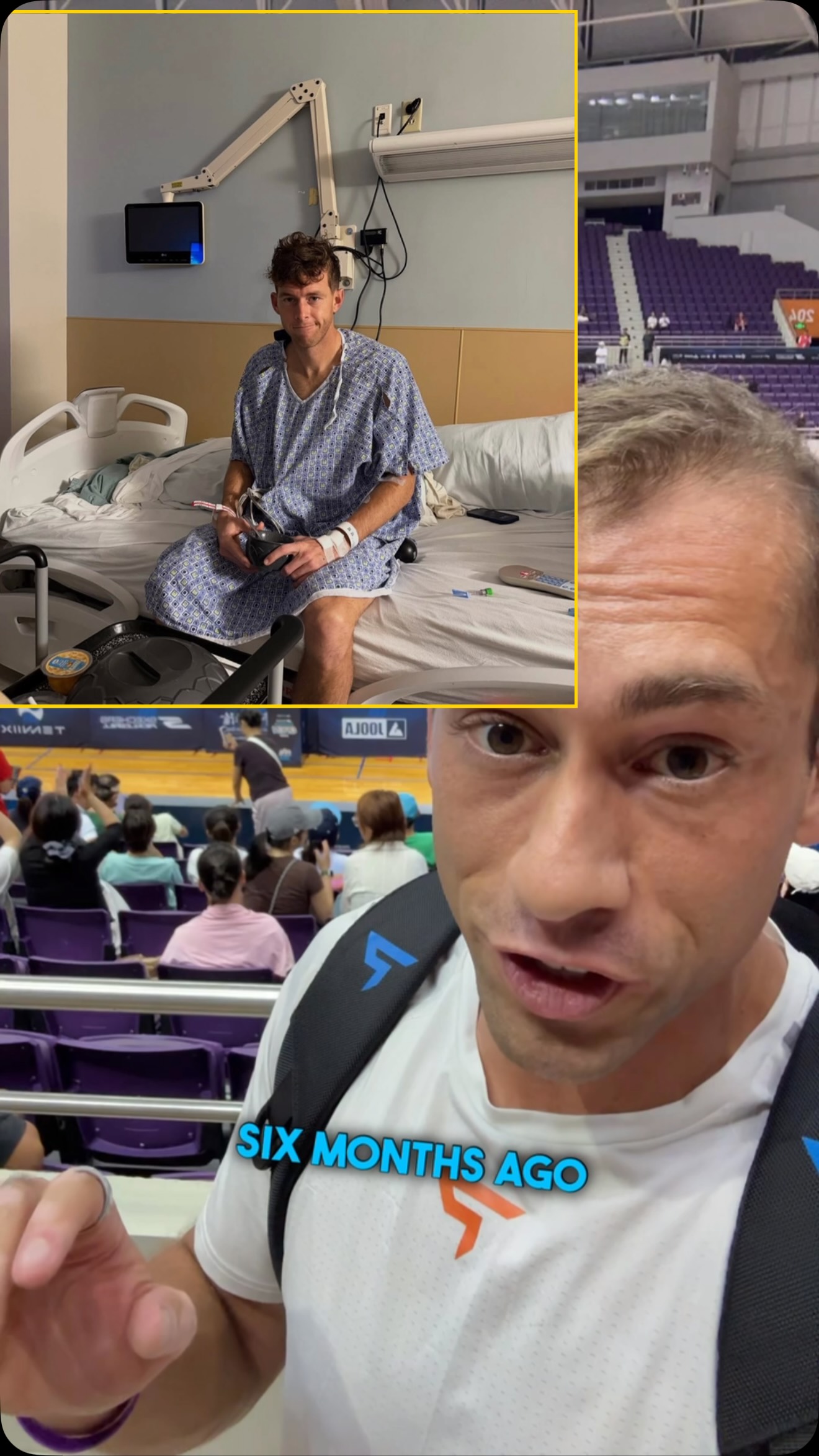 Grayson Goldin hospital recovery photo six months before winning PPA gold at the Skechers Shenzhen Open