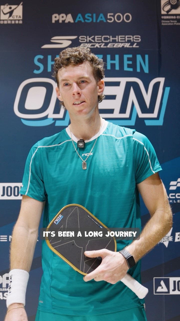 Grayson Goldin reflecting on his win in a post-match interview at the Skechers Shenzhen Open