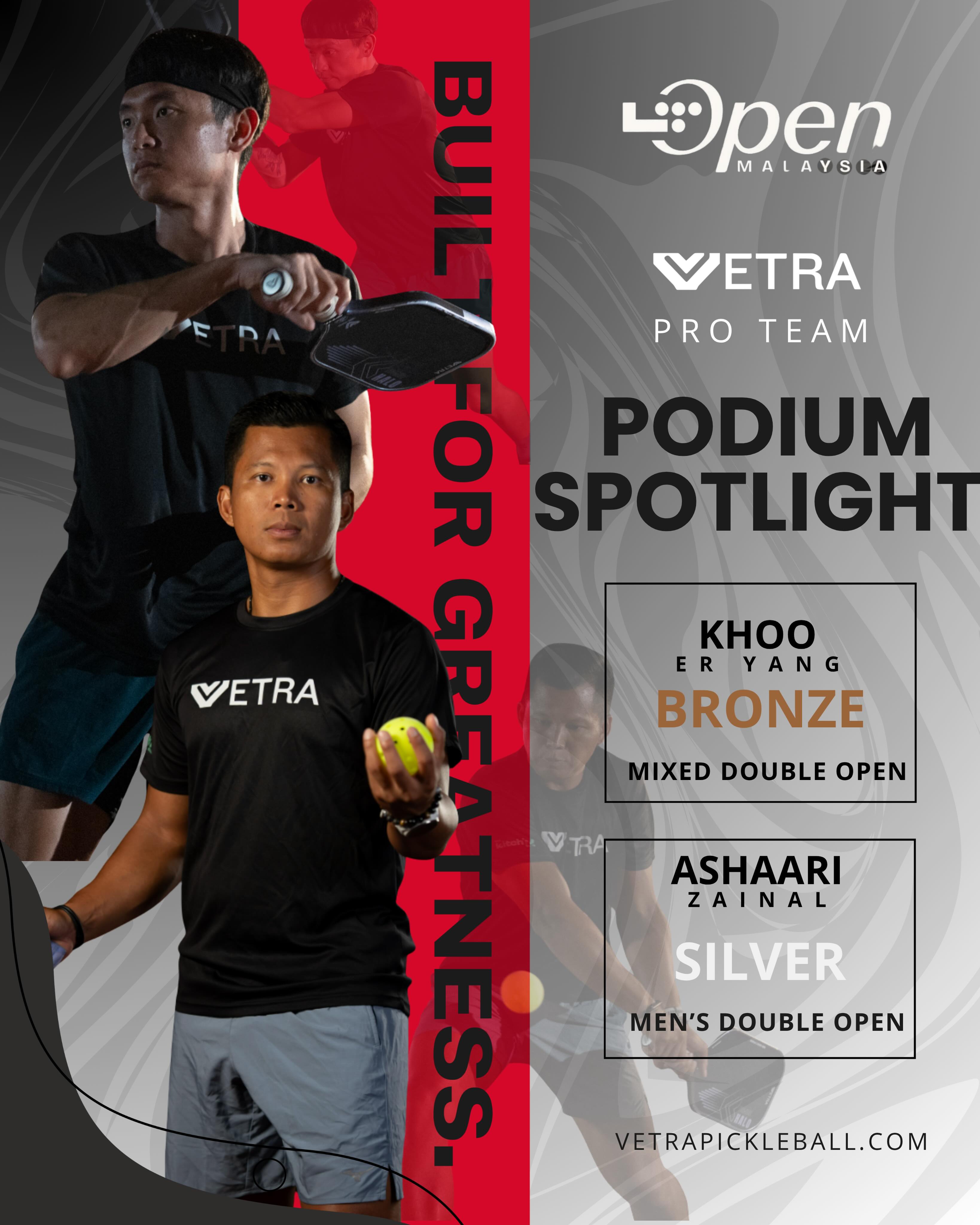 Vetra Pro Team podium spotlight graphic for Ashaari Zainal and Khoo Er Yang