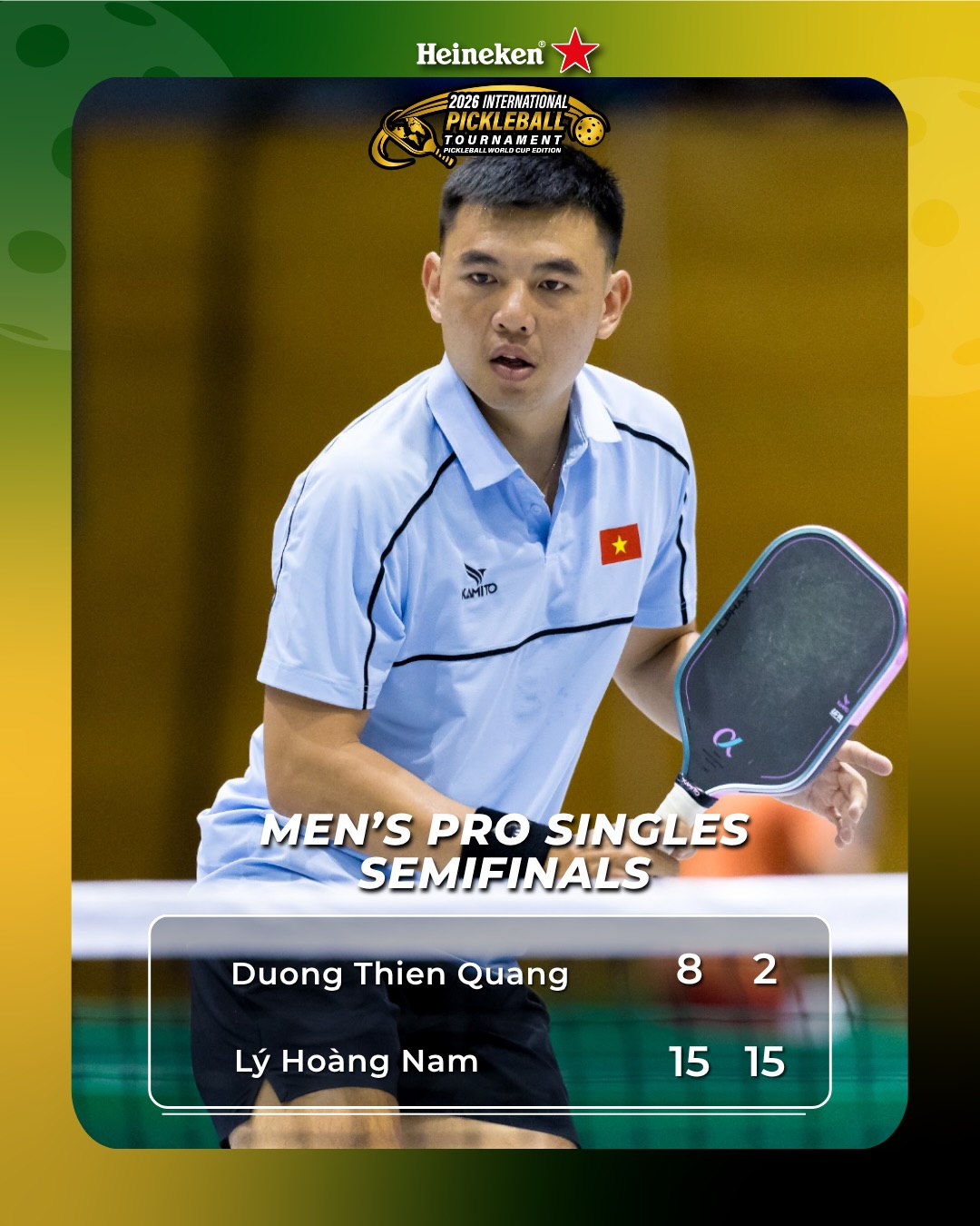 Phuc Huynh and Ly Hoang Nam celebrate reaching the Men's Singles Grand Final