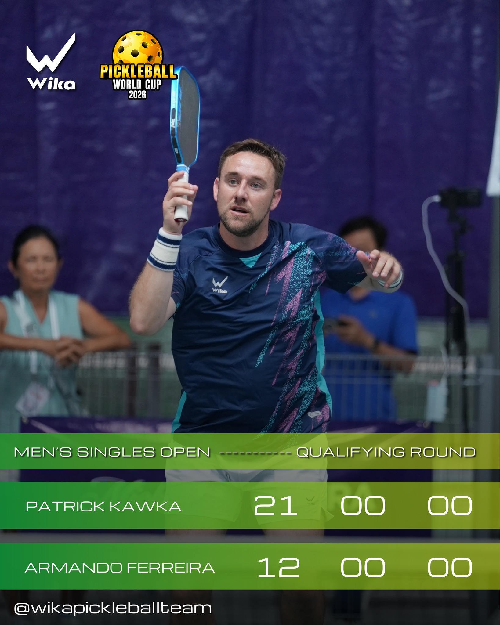 Patrick Kawka wins his opening match at the Pickleball World Cup