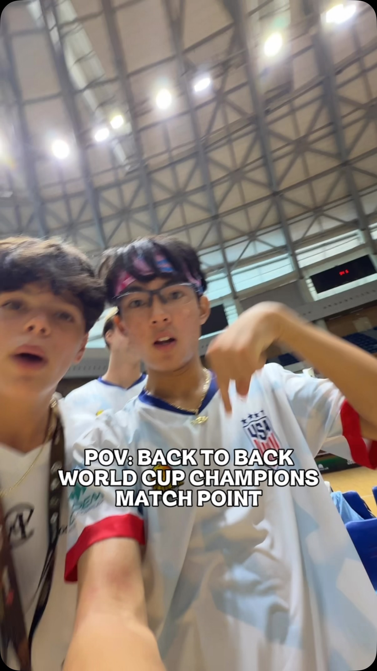 Rex Thais and Team USA on court at match point.