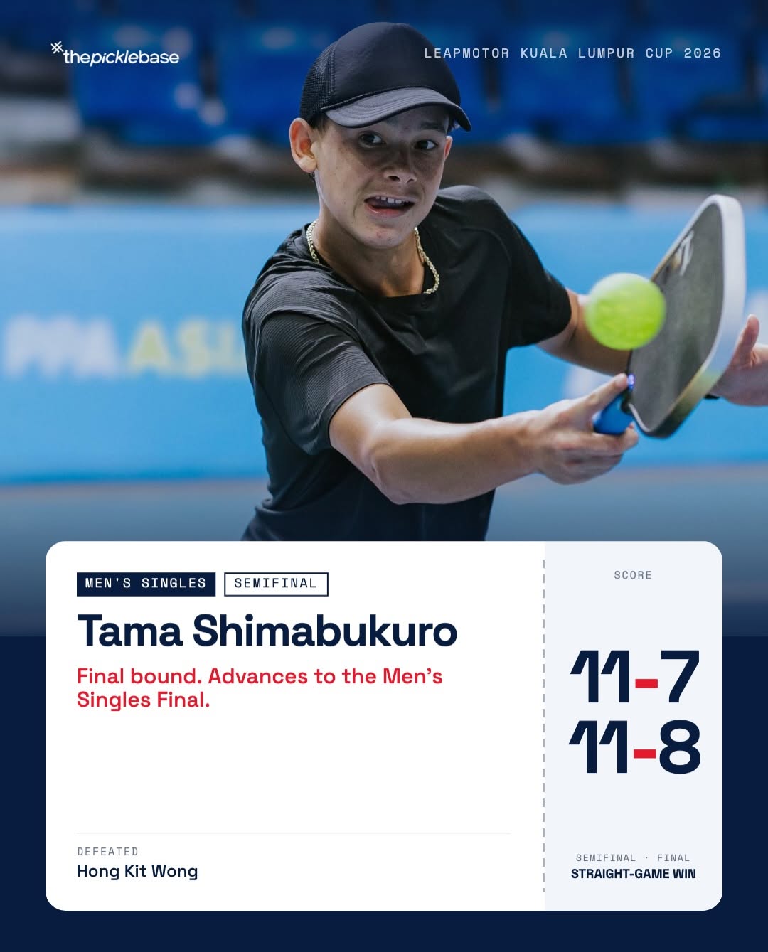 Tama Shimabukuro defeats Hong Kit Wong 11-7, 11-8 to reach the final