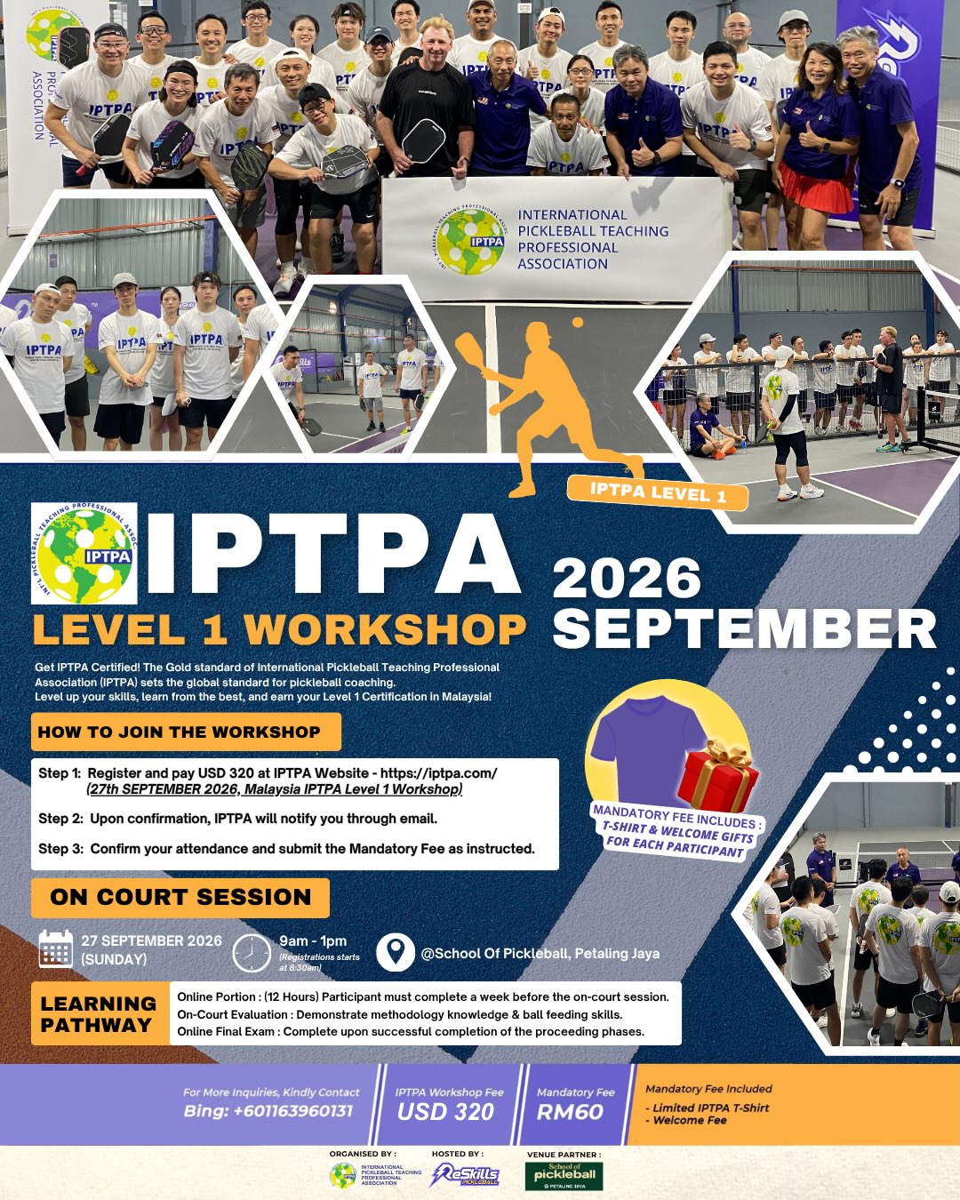 IPTPA Level 1 Workshop group photo with coaches and the IPTPA banner