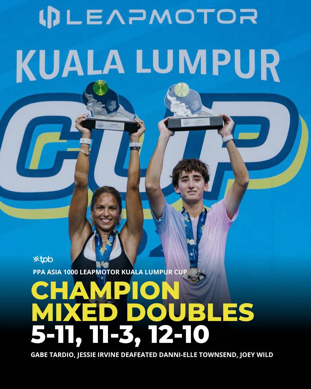 Gabe Tardio and Jessie Irvine, Mixed Doubles Champions