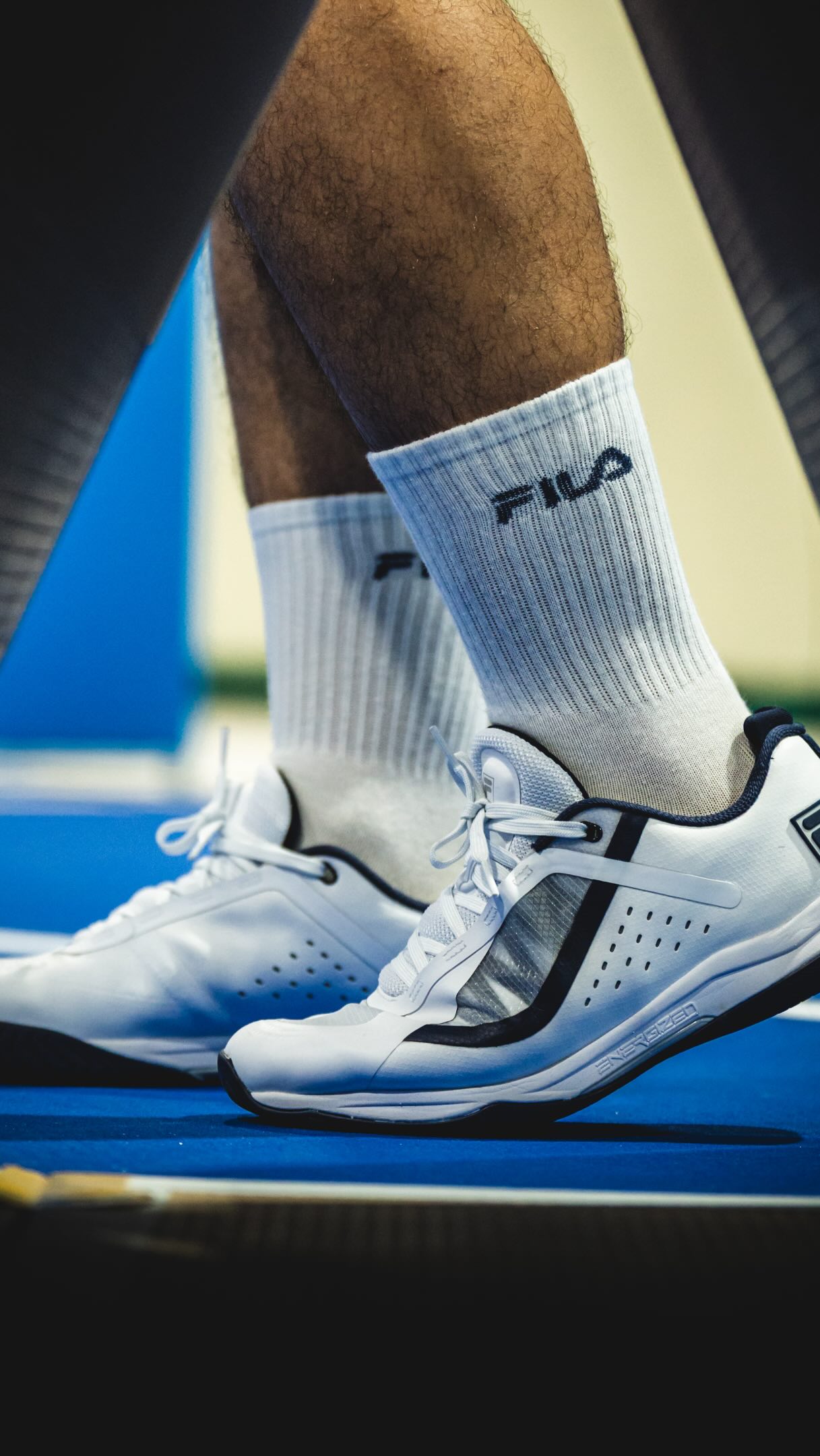 Close-up of the FILA Volley Burst 2 pickleball shoe on court