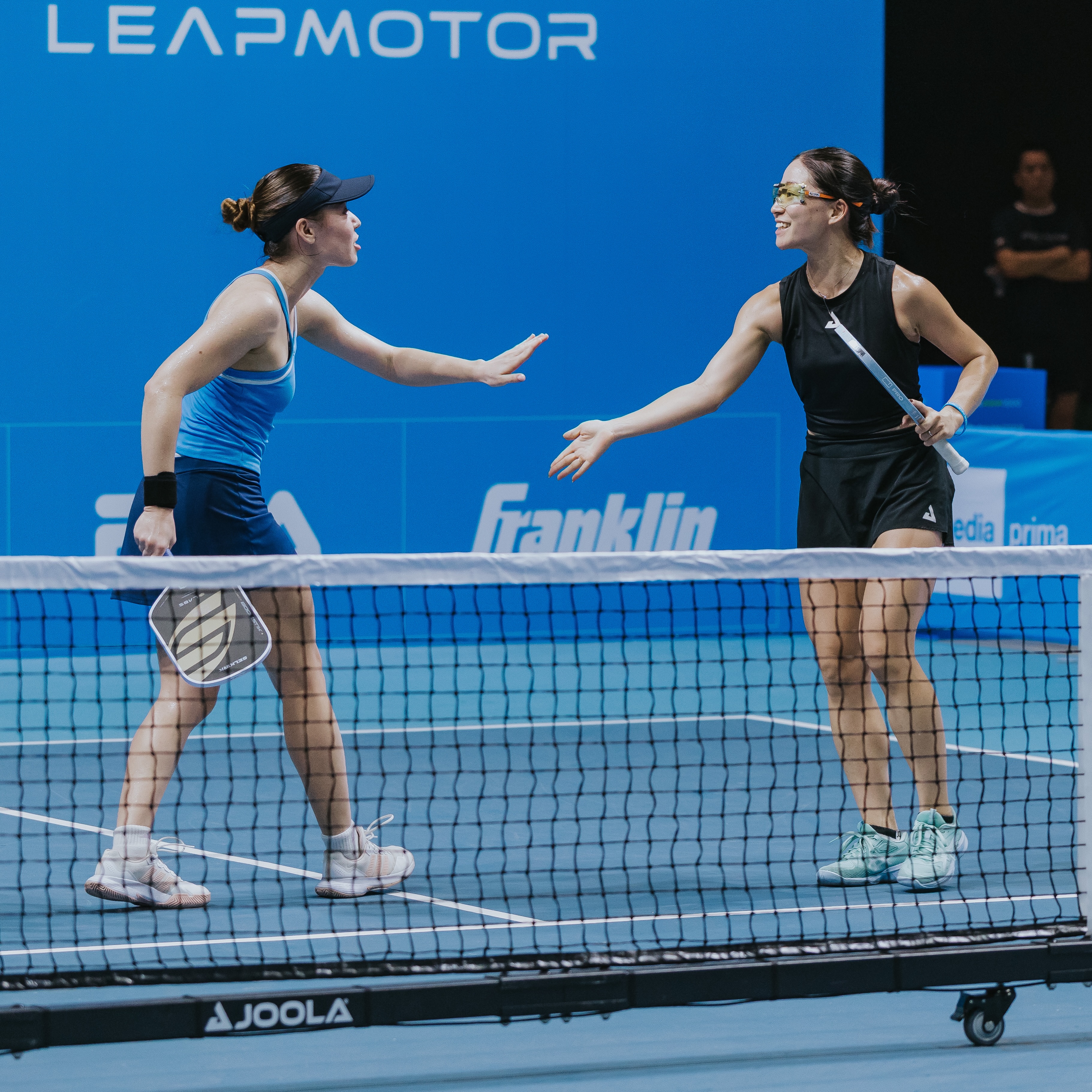 Aiko Yoshitomi (right) with her women's doubles partner Wang Beck Vall