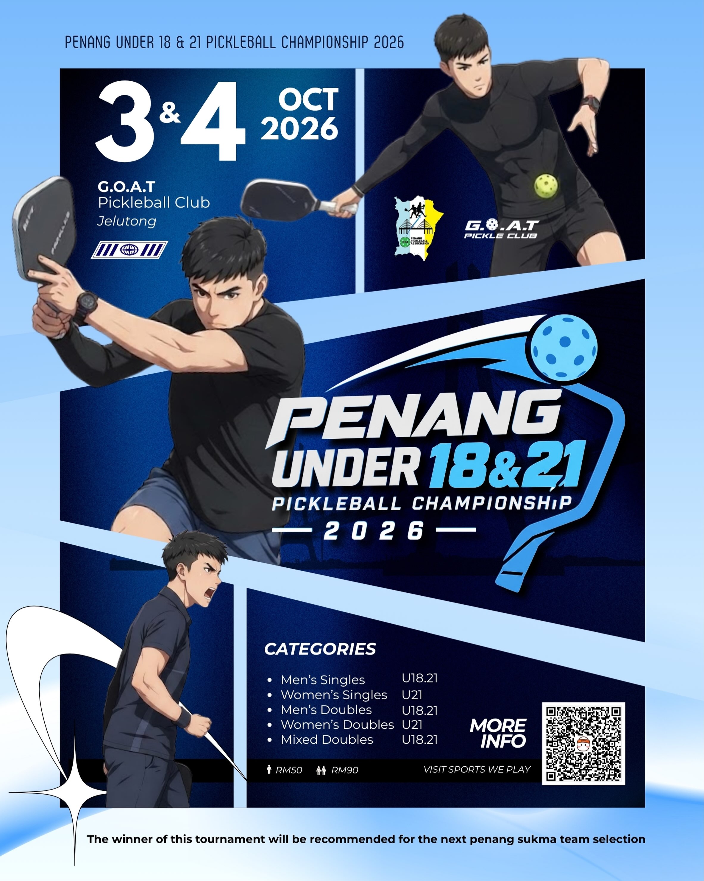 Penang Under 18 and 21 Pickleball Championship 2026 official poster