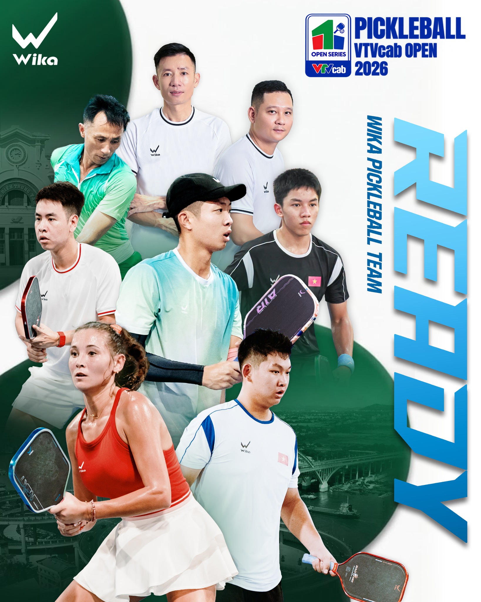 Wika Pickleball Team's 8-athlete roster poster for VTVcab Open 2026, including Roos Van Reek
