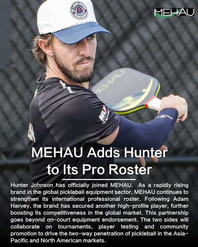 MEHAU announcement graphic for Hunter Johnson joining the brand's pro roster