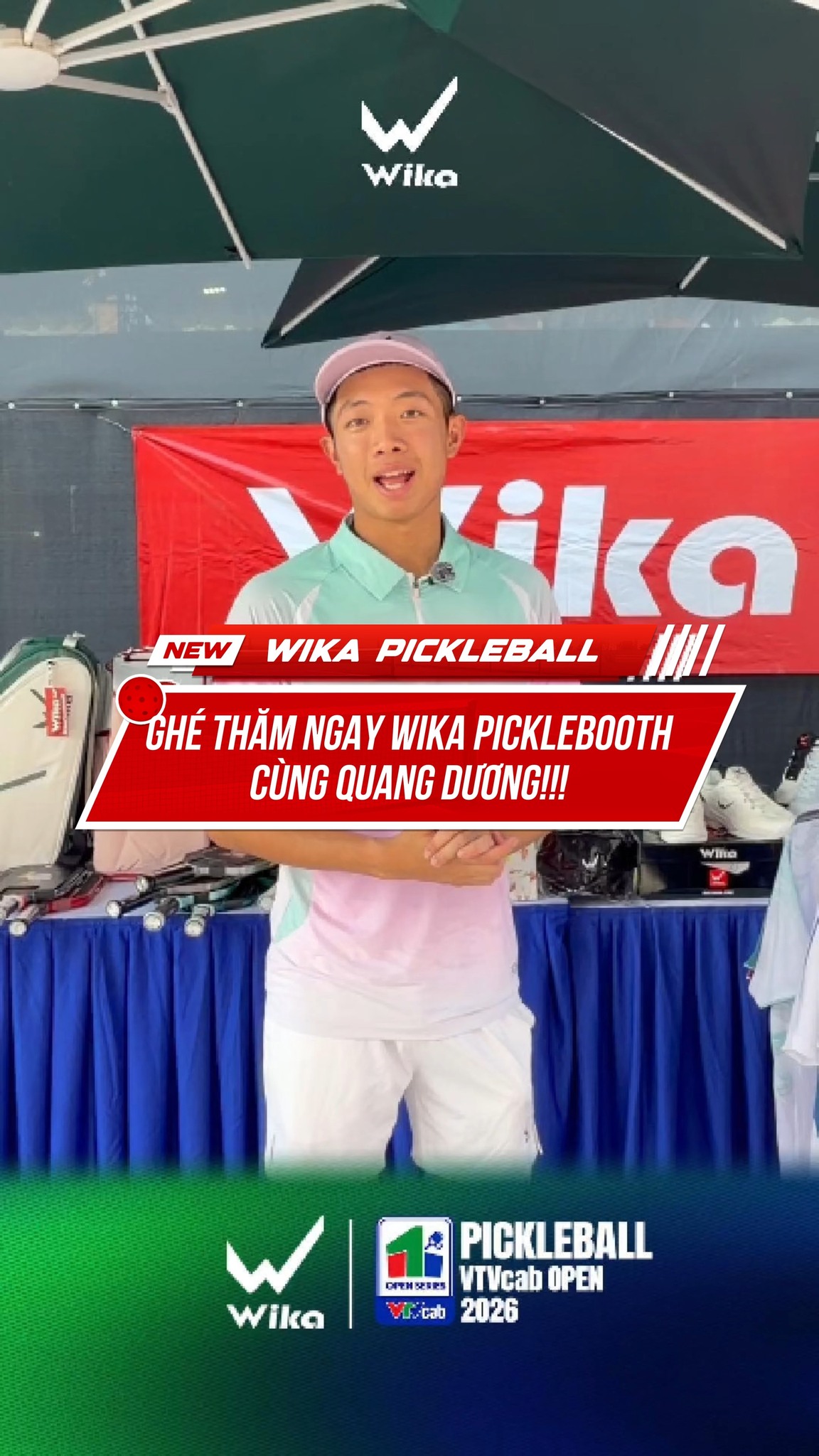 Quang Duong at the Wika booth during the VTVcab Open in Hai Phong