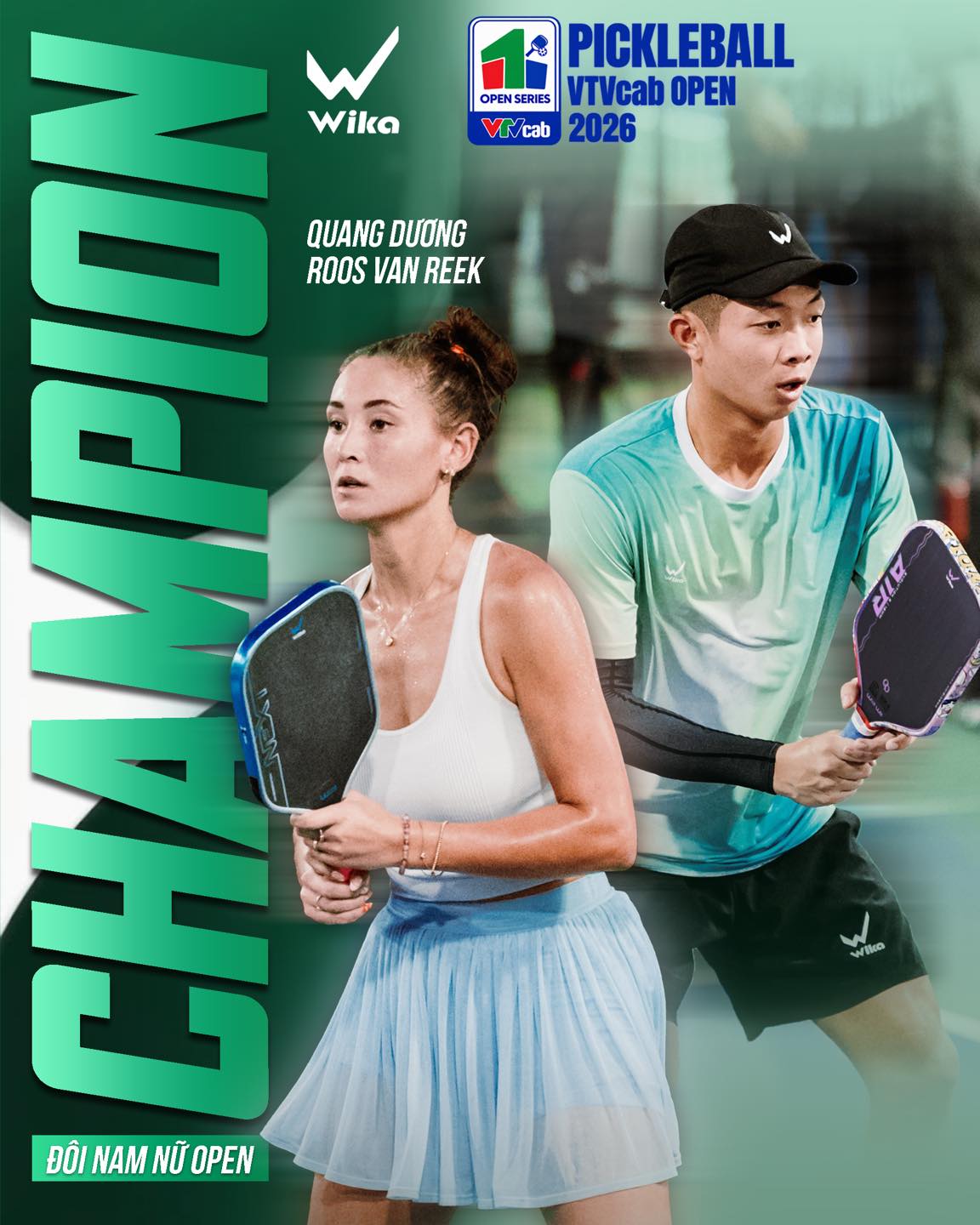 Wika champion poster for Quang Duong and Roos Van Reek, Mixed Doubles Open at VTVcab Open 2026