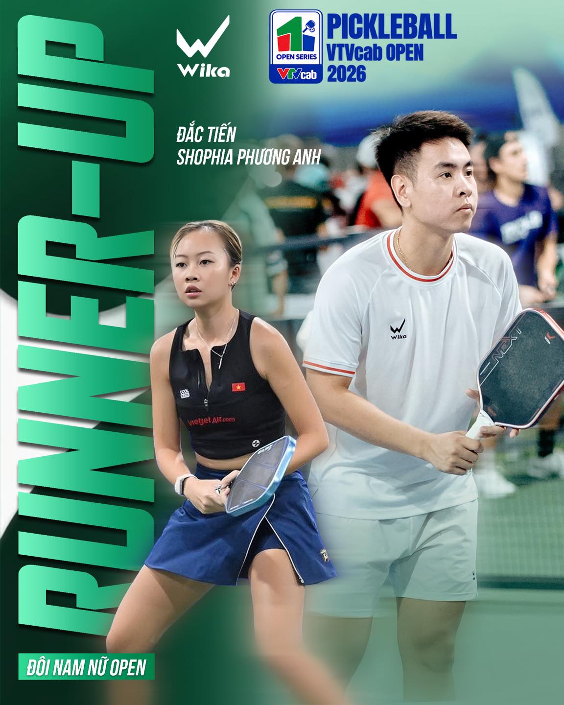 Wika Mixed Doubles Open runner-up poster for Dac Tien and Sophia Phuong Anh, VTVcab Open 2026