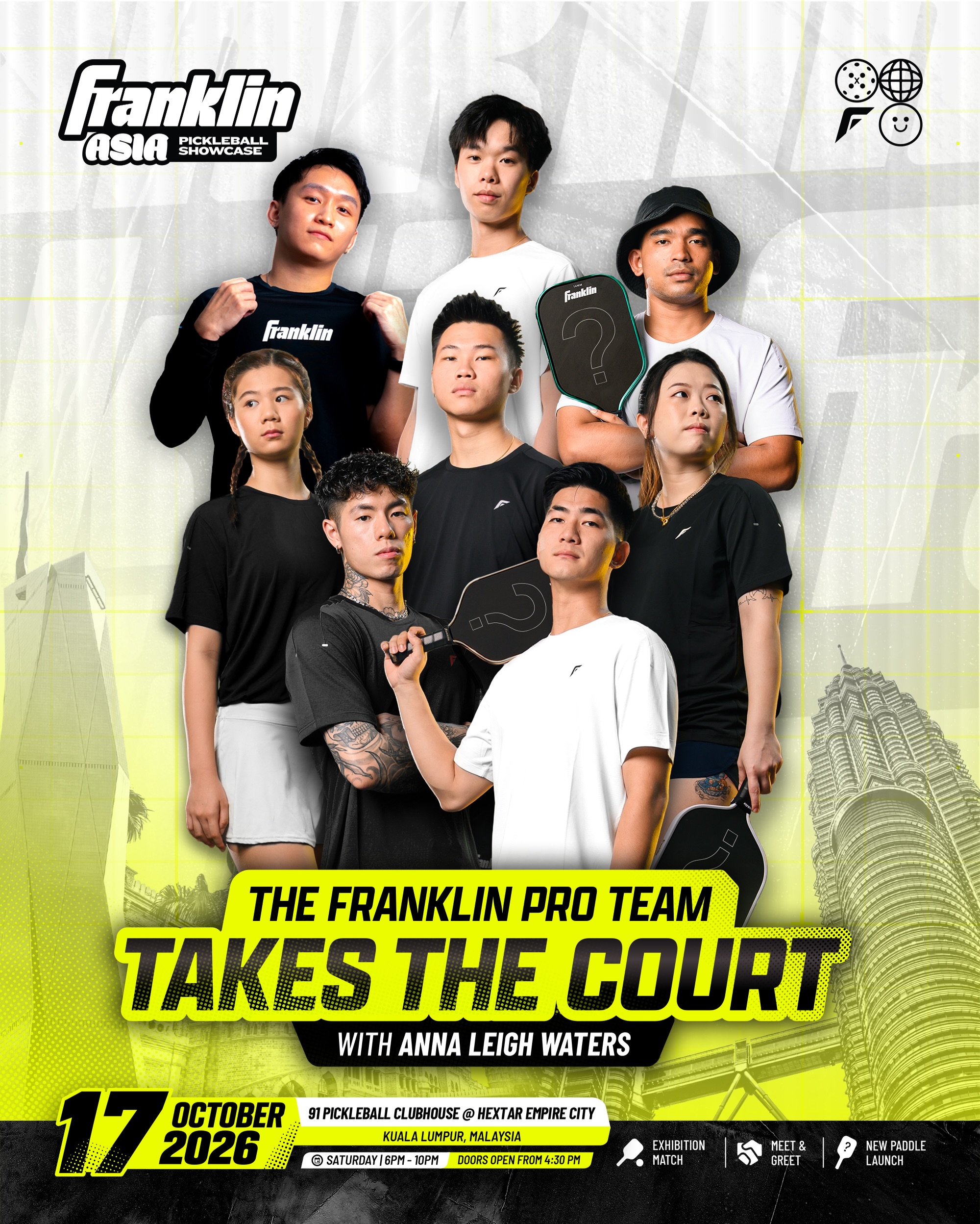 The Franklin Pickleball Malaysia Pro Team, set to share the court with Anna Leigh Waters and the three legends on 17 October