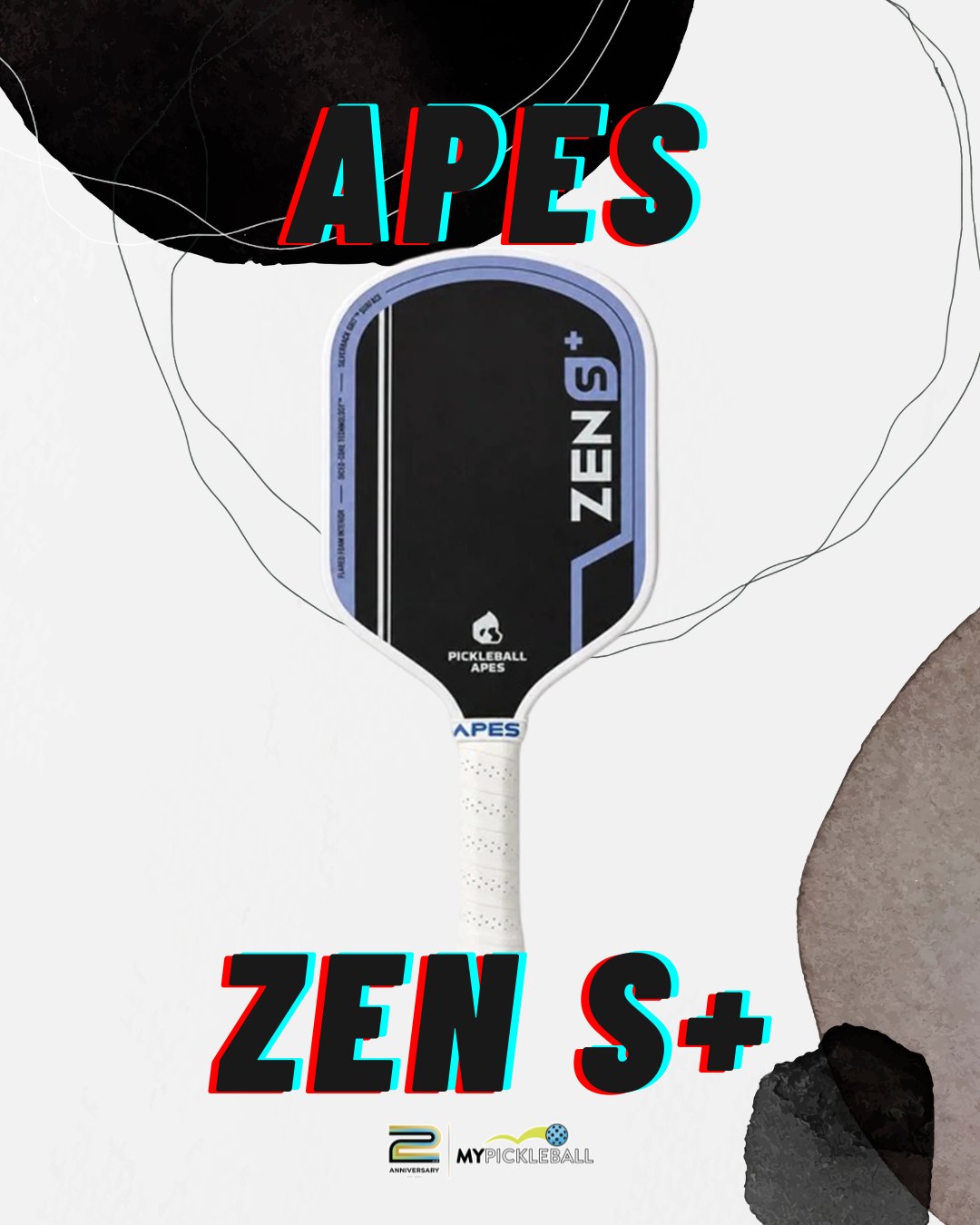 Pickleball Apes Zen S+ paddle with the model name in large lettering.