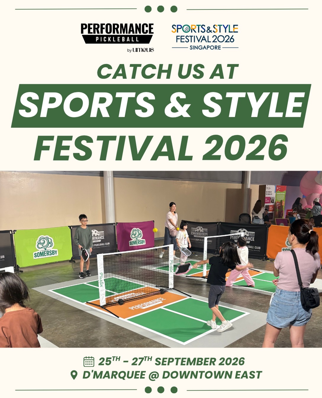 Children playing on Performance Pickleball mini courts at Sports and Style Festival 2026 in Singapore