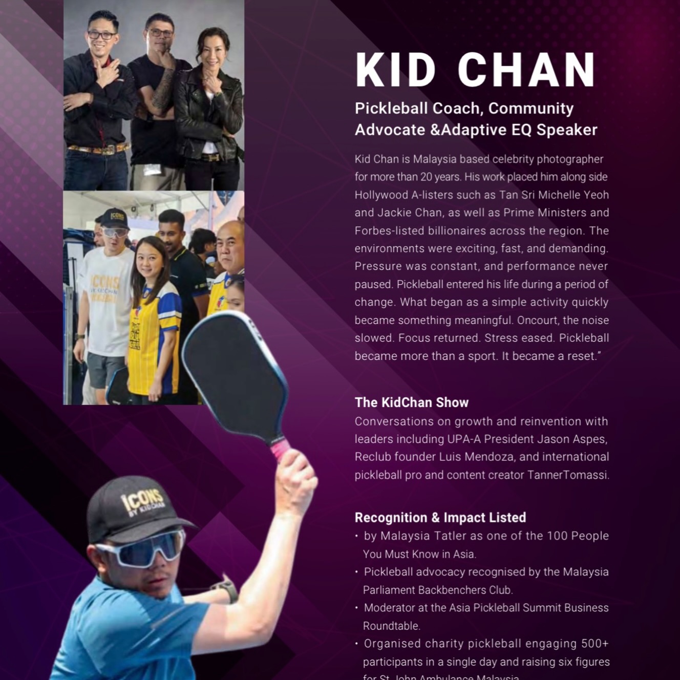 The Kid Chan profile page from ReSkills IMPACT 2025-2026 listing his recognition and impact