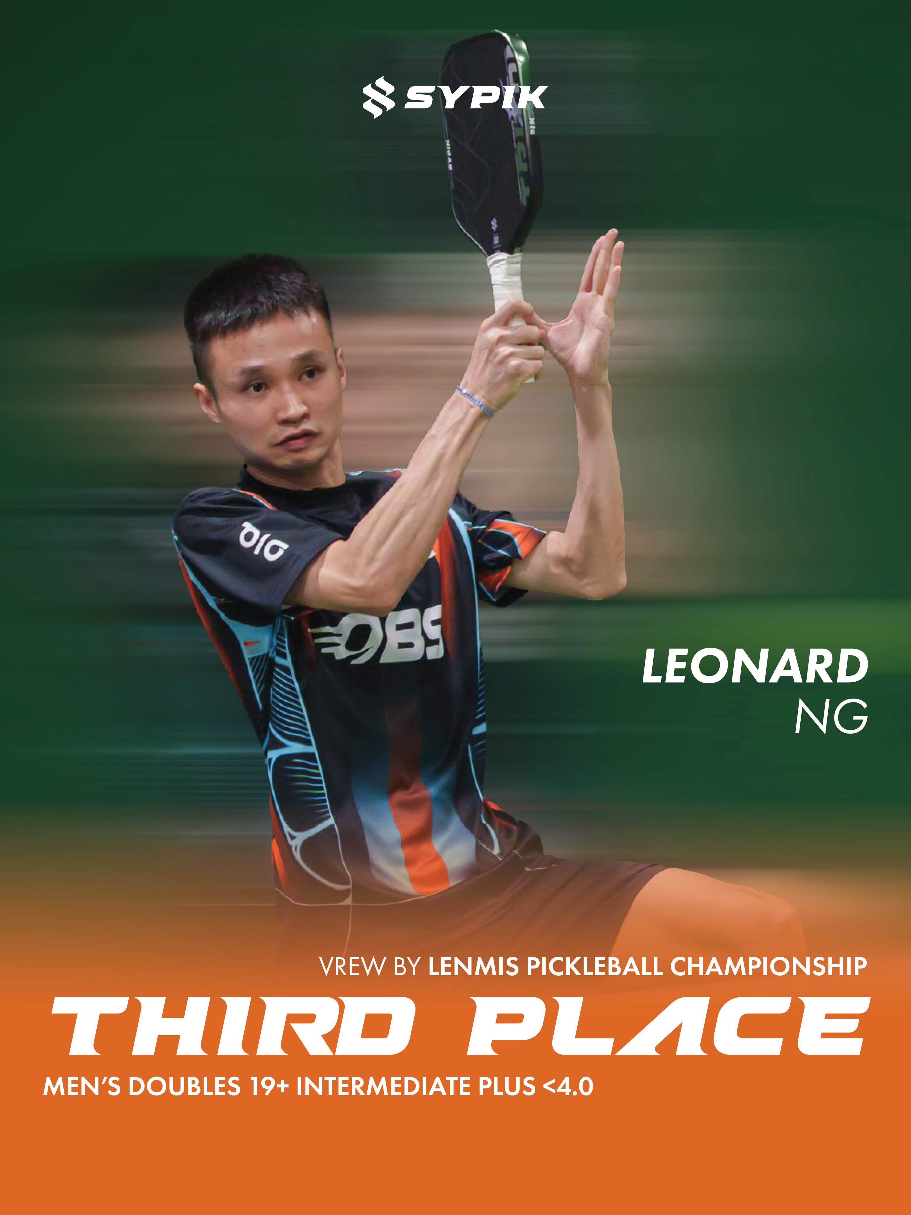 Leonard Ng, Third Place in Men's Doubles 19+ Intermediate Plus under 4.0 at VREW by Lenmis