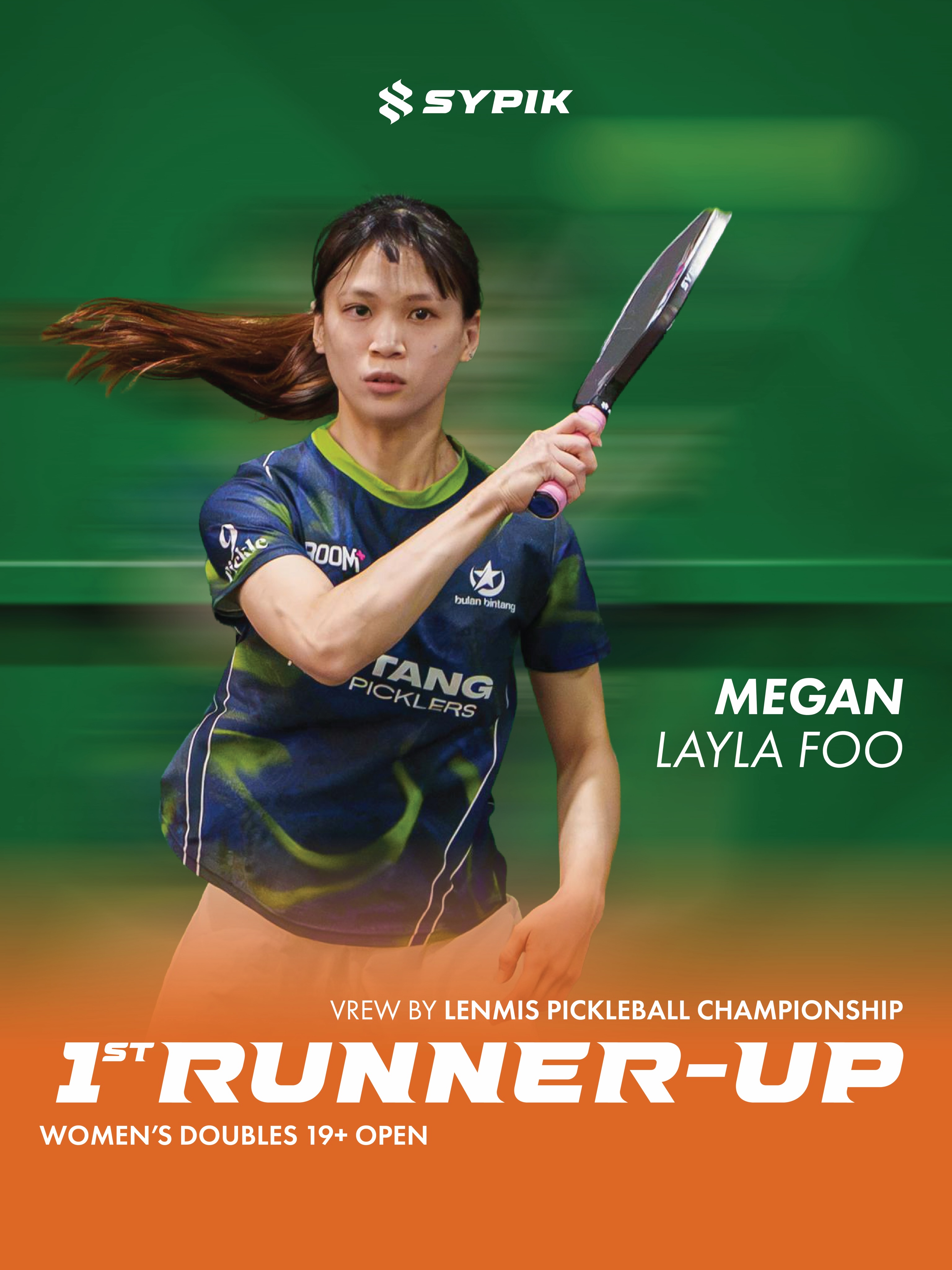 Megan Foo, 1st Runner-Up in Women's Doubles 19+ Open at VREW by Lenmis