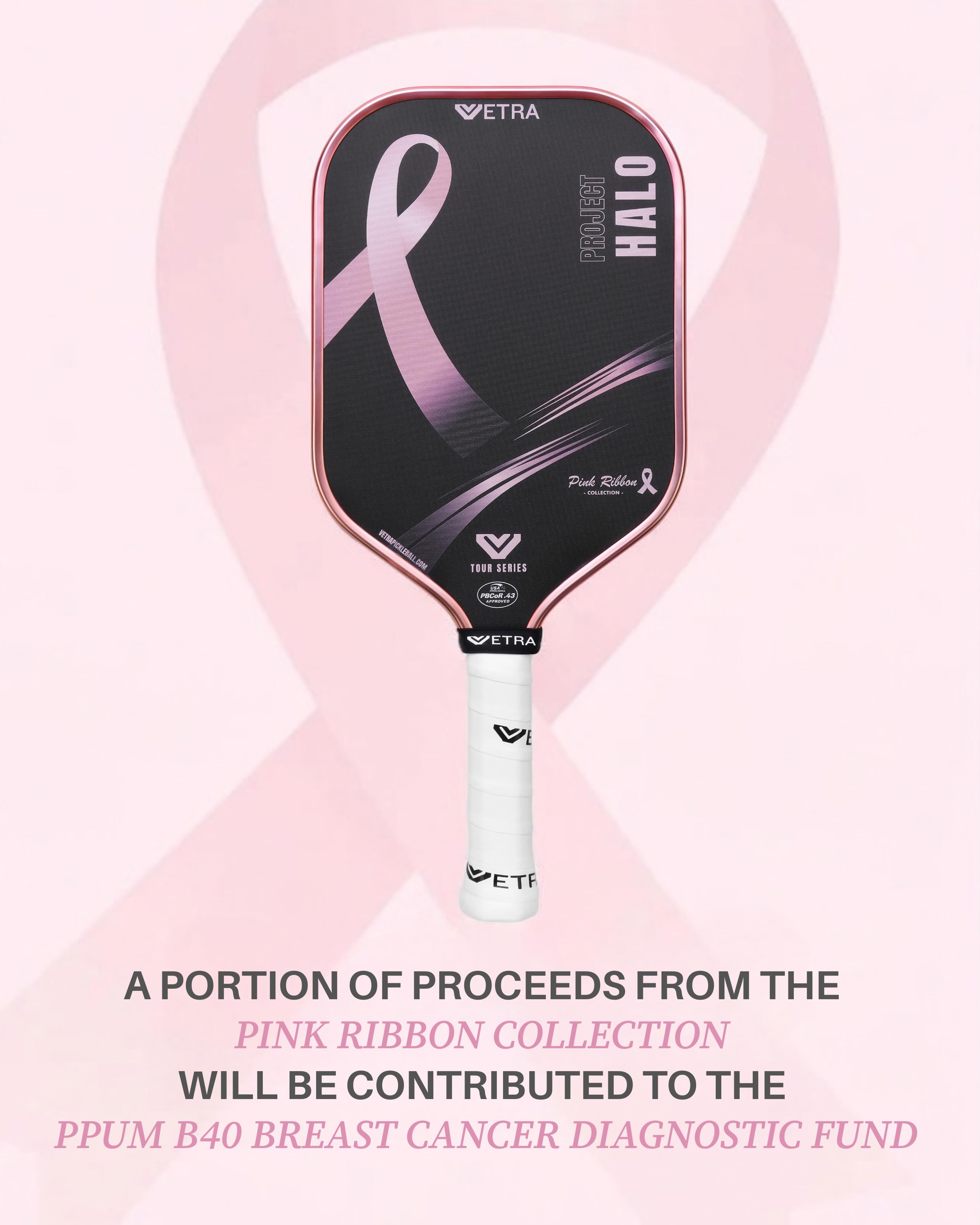 Vetra slide stating that a portion of proceeds goes to the PPUM B40 Breast Cancer Diagnostic Fund