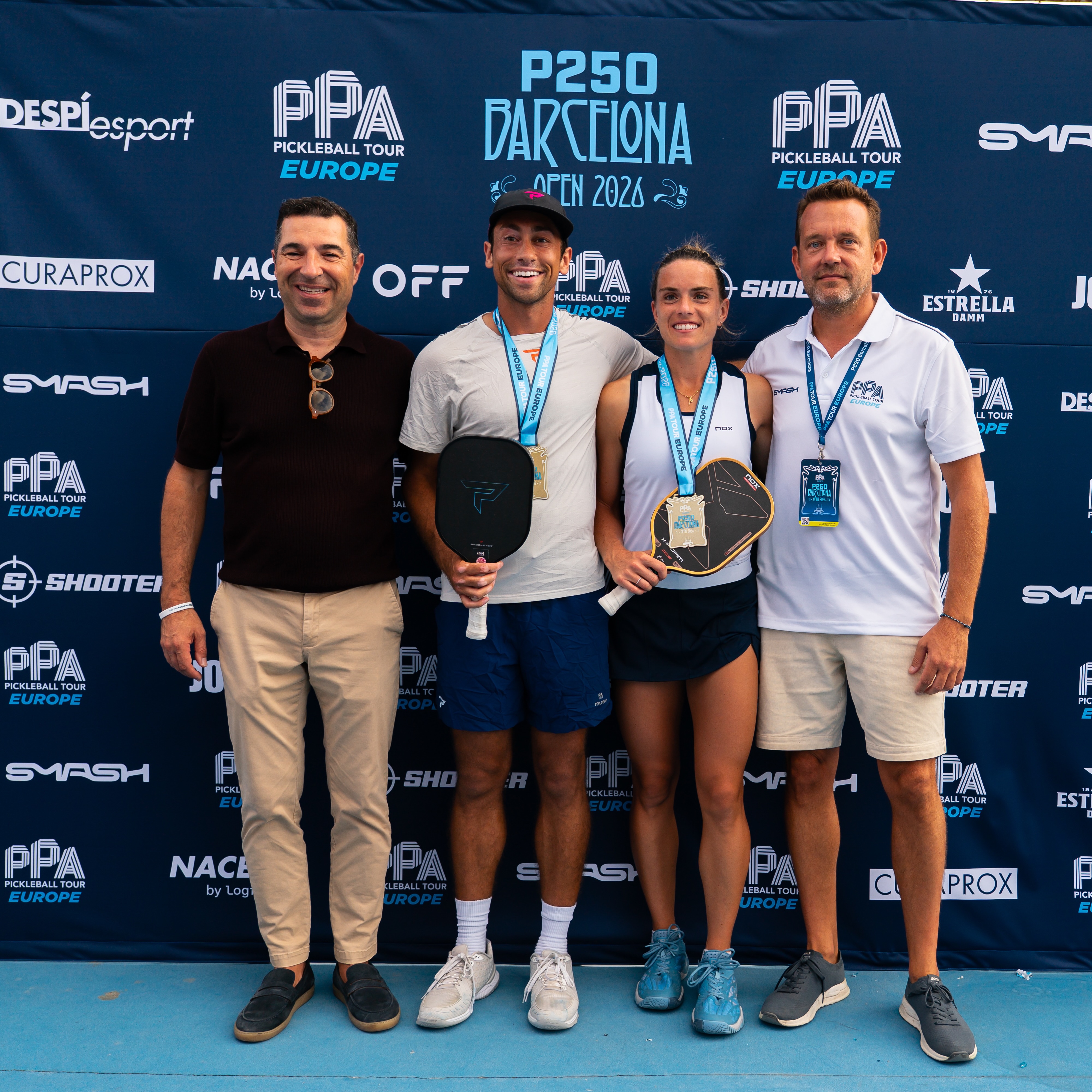 Zane Navratil and Judit Castillo with gold medals at the P250 Barcelona Open