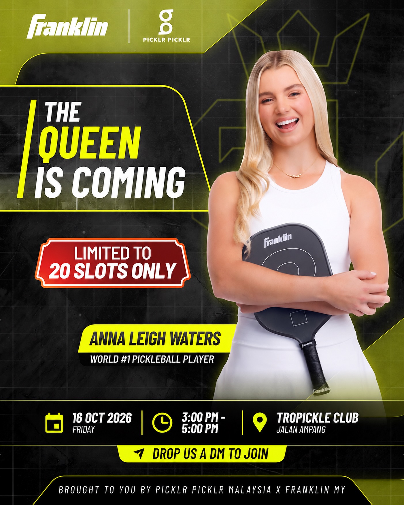 Poster for the Anna Leigh Waters meet and greet at Tropickle Club on 16 Oct 2026