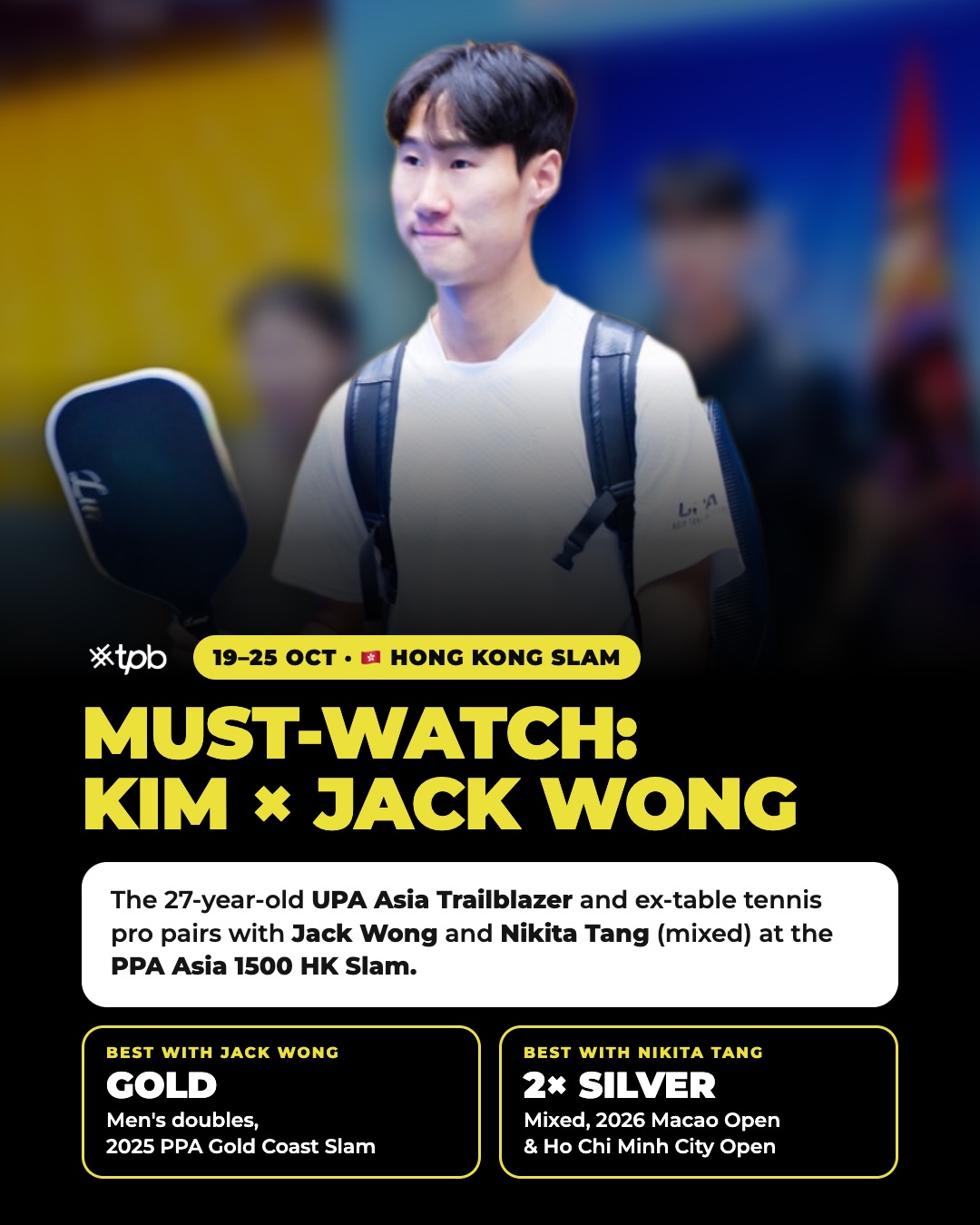 Graphic previewing Kim Eunggwon at the PPA Asia 1500 Hong Kong Slam with partners Jack Wong and Nikita Tang