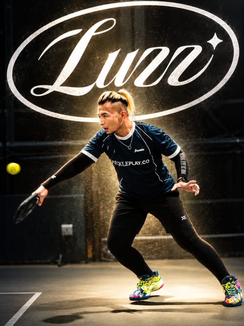 PicklePlayCo's graphic announcing its collaboration with LUZZ Pickleball, showing a player in a PicklePlay.co shirt mid-stroke in front of the LUZZ logo