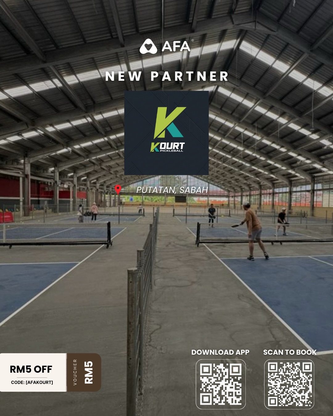 Players on several courts at Kourt Pickleball in Putatan