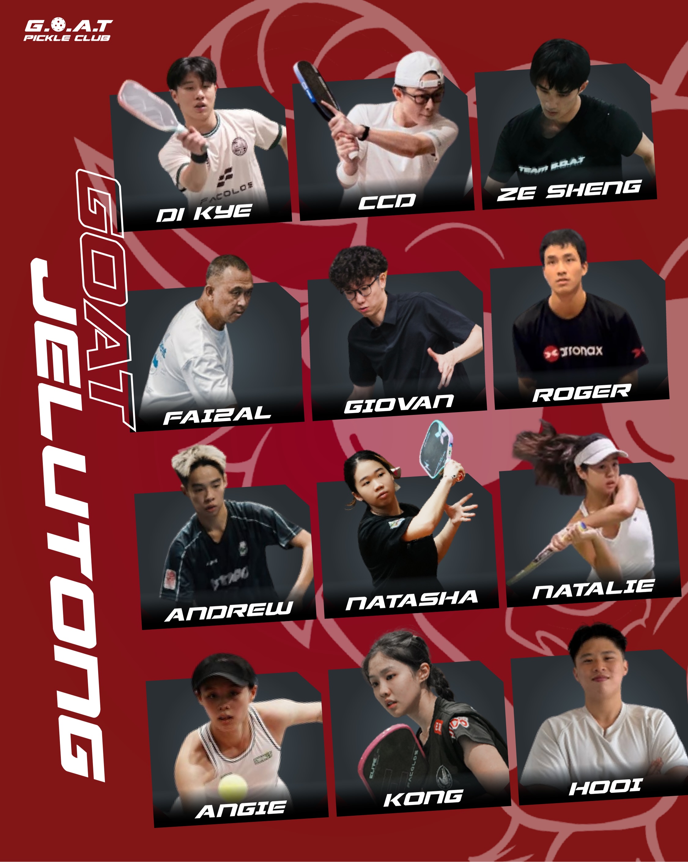 GOAT Jelutong squad graphic with 12 players