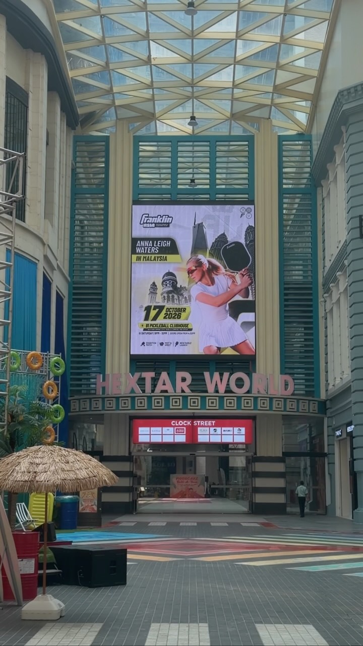 The Franklin Asia Showcase billboard at Hextar World, Kuala Lumpur, announcing Anna Leigh Waters in Malaysia