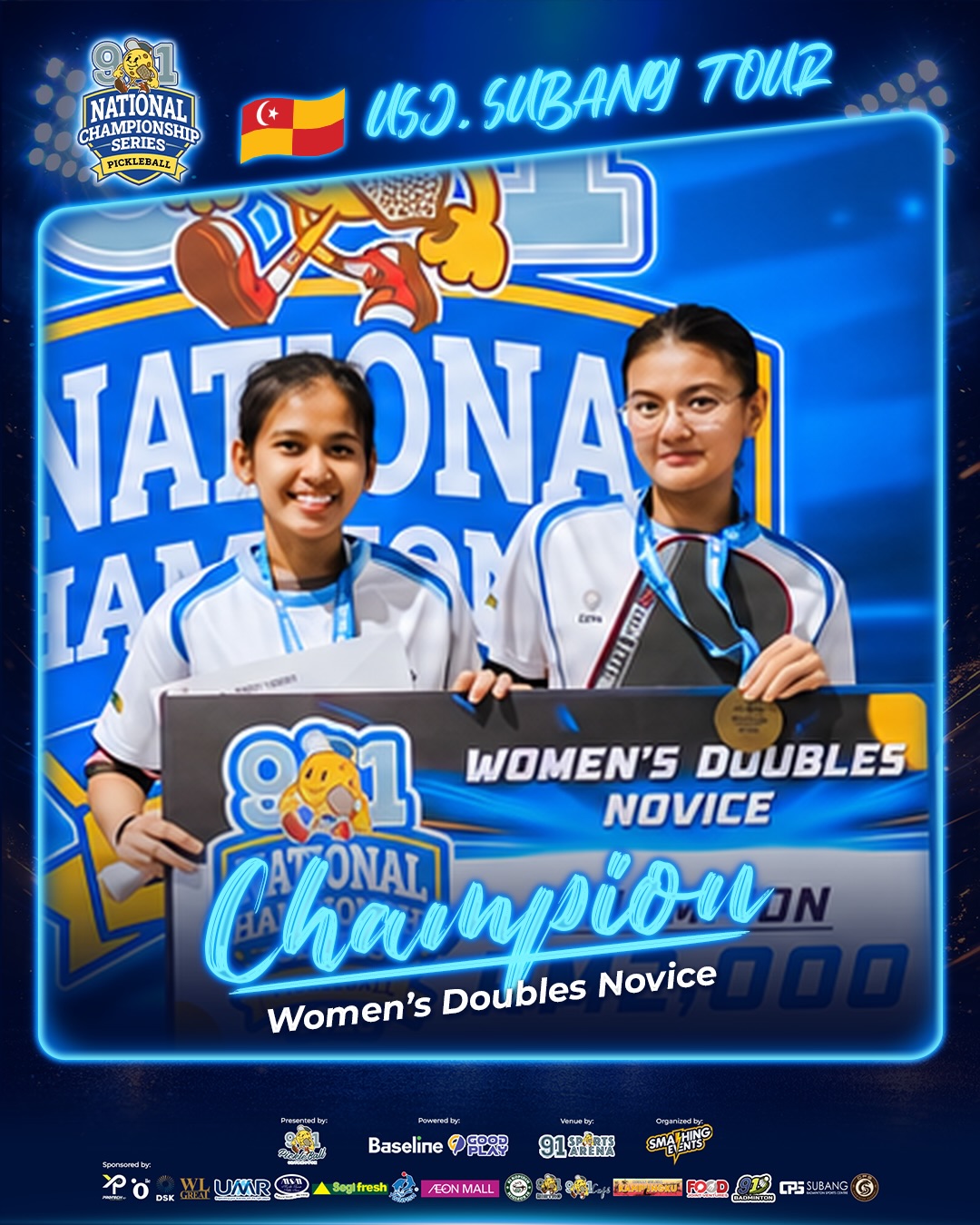 Women's Doubles Novice champions Fazyra Nurnadia and Farah Nurzatiey Binti Mustapa