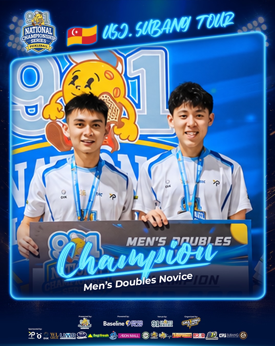 Men's Doubles Novice champions Josiah Lee Zheng Hong and Por Hong Yan
