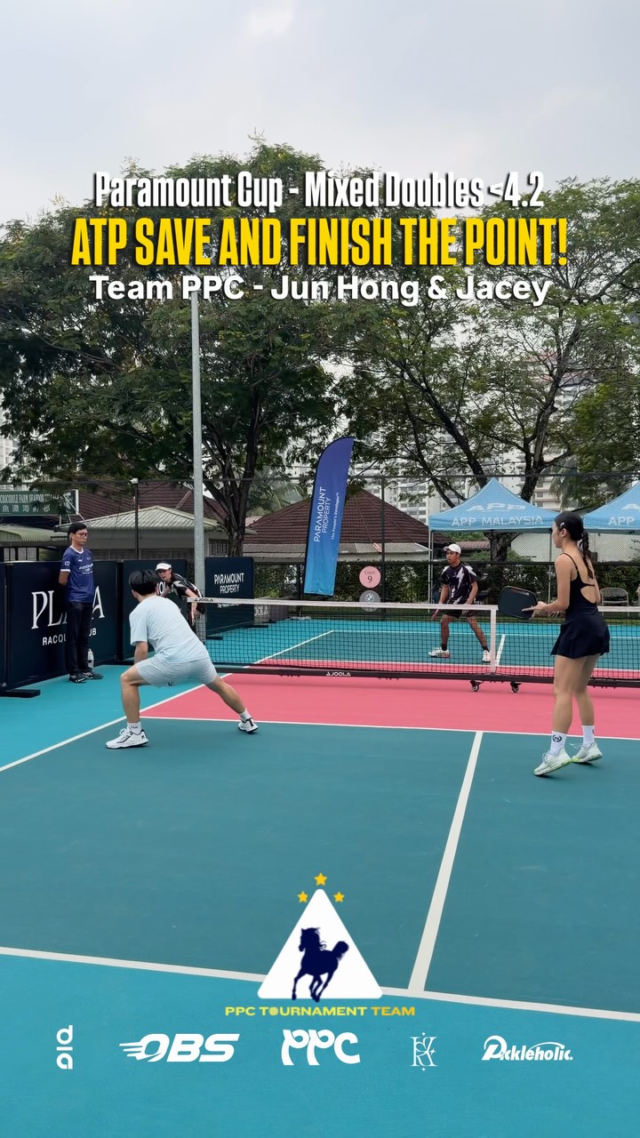 Mixed Doubles under 4.2 at the Paramount Cup, with Jun Hong and Jacey of Team PPC on court