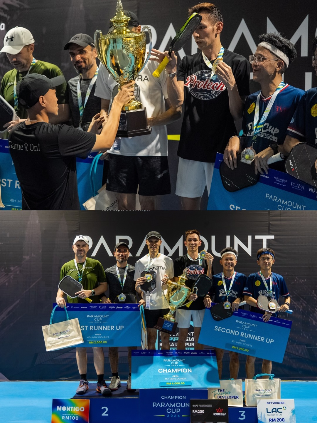Paramount Cup, 45+ Men's Doubles Open podium at PLAYA Racquet Club.