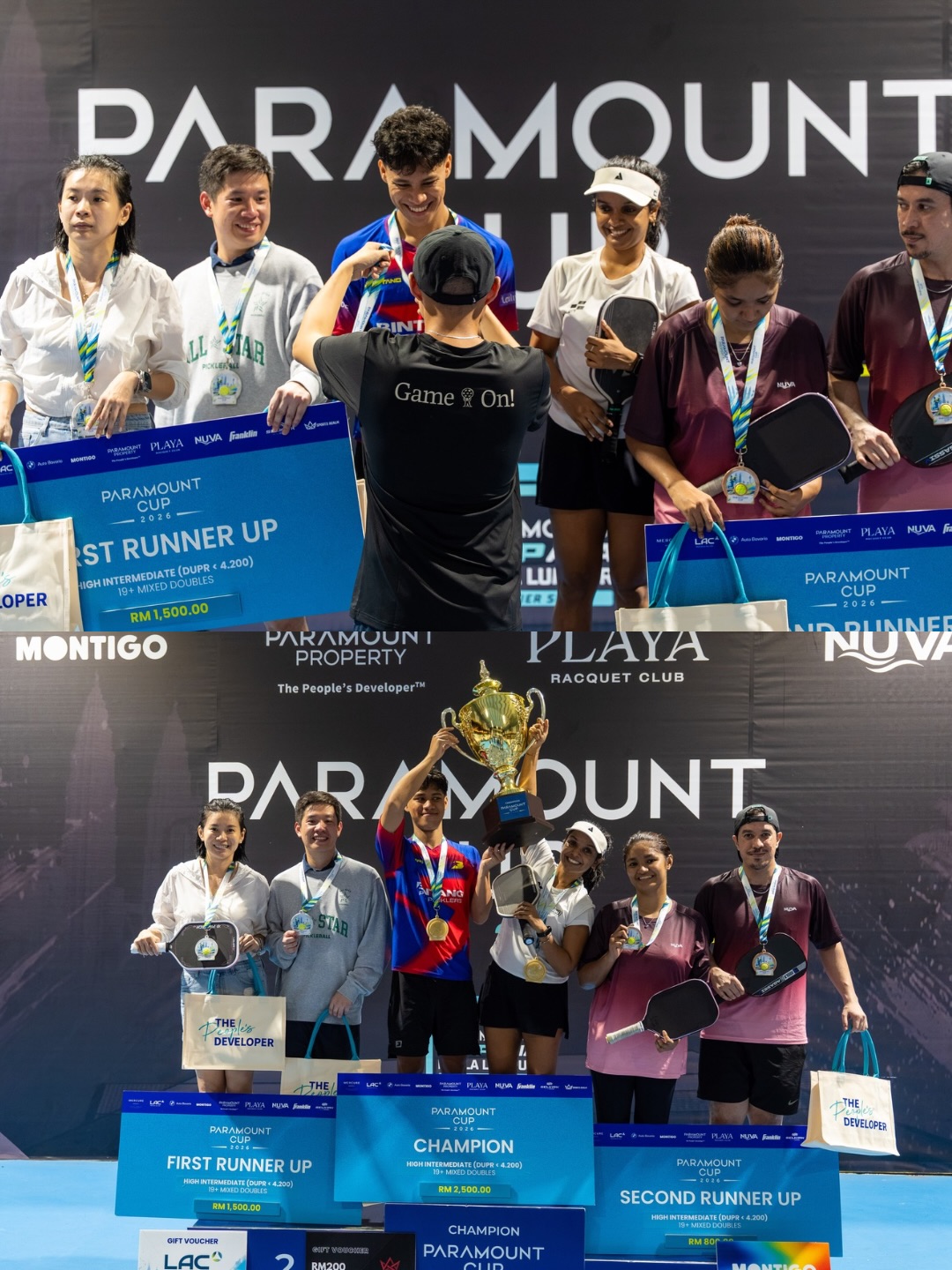 Paramount Cup, 19+ Mixed Doubles (DUPR below 4.2) podium.