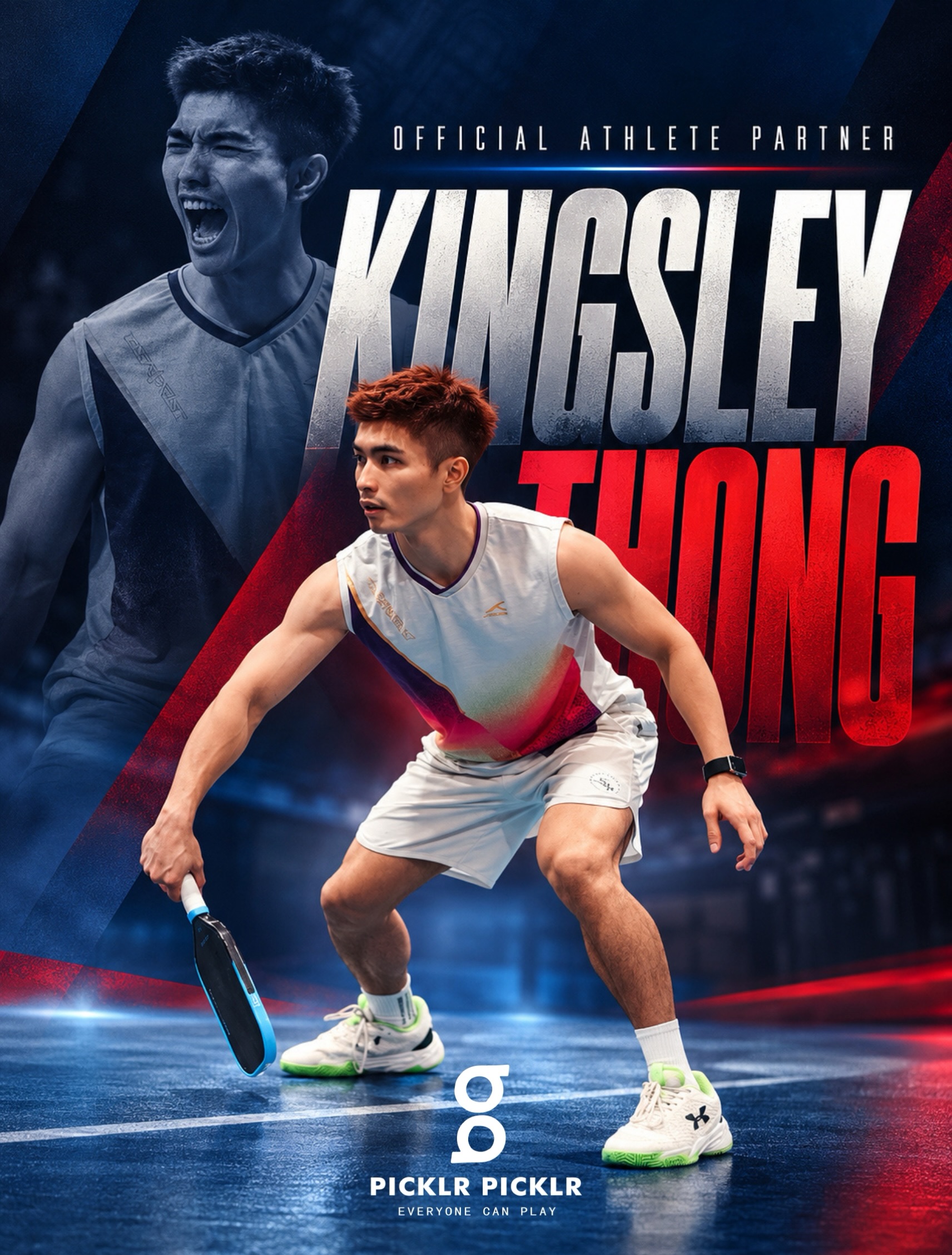 Kingsley Thong in Picklr Picklr Malaysia's Official Athlete Partner announcement poster